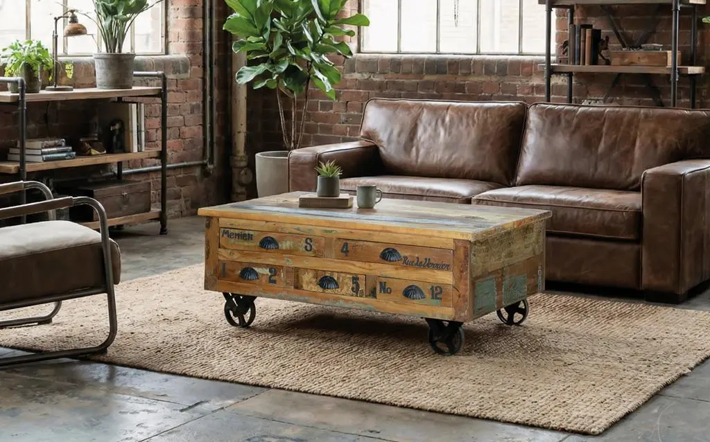 Mesa Centro Madera Reciclada Modelo 6805