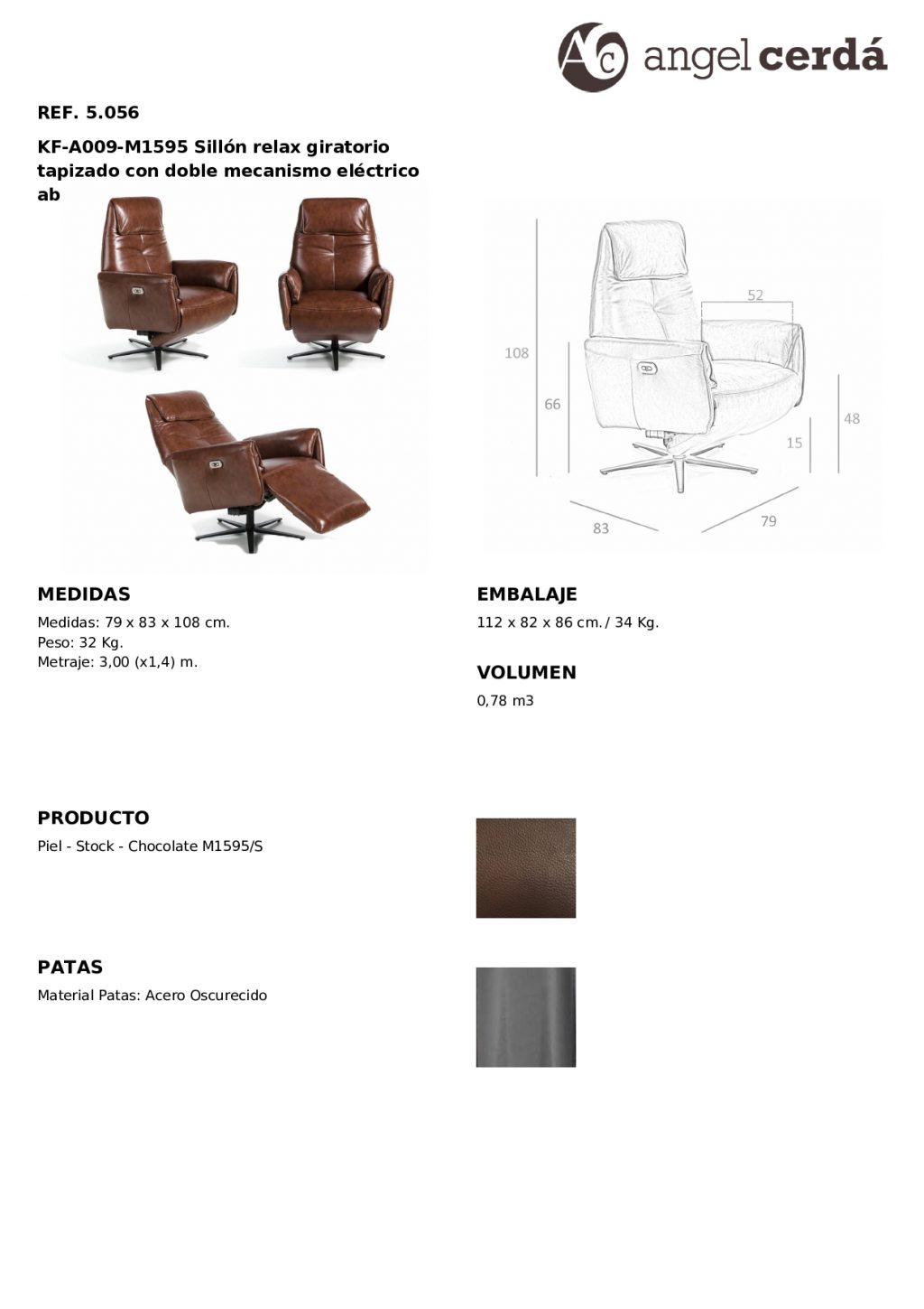 Angel Cerdá - Sillón Relax Giratorio de Diseño  Ref. 5056 - Imagen 11