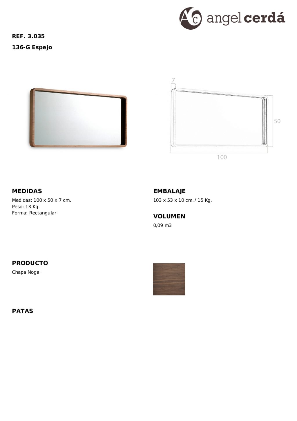 Espejo de Diseño Angel Cerdá Modelo 3035 - Imagen 4