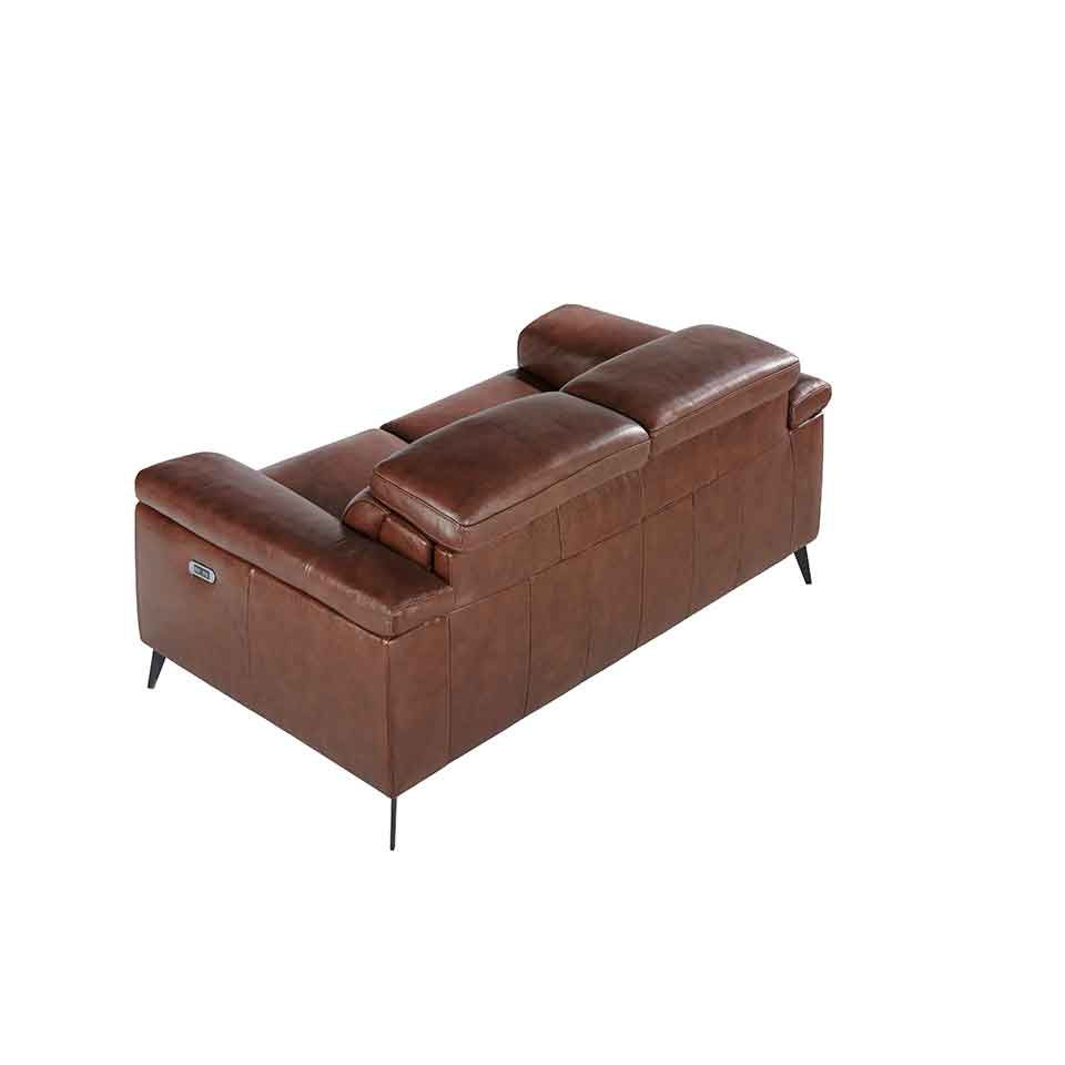 Sofá cuatro plazas piel marrón modelo Rodeo estilo industrial vintage