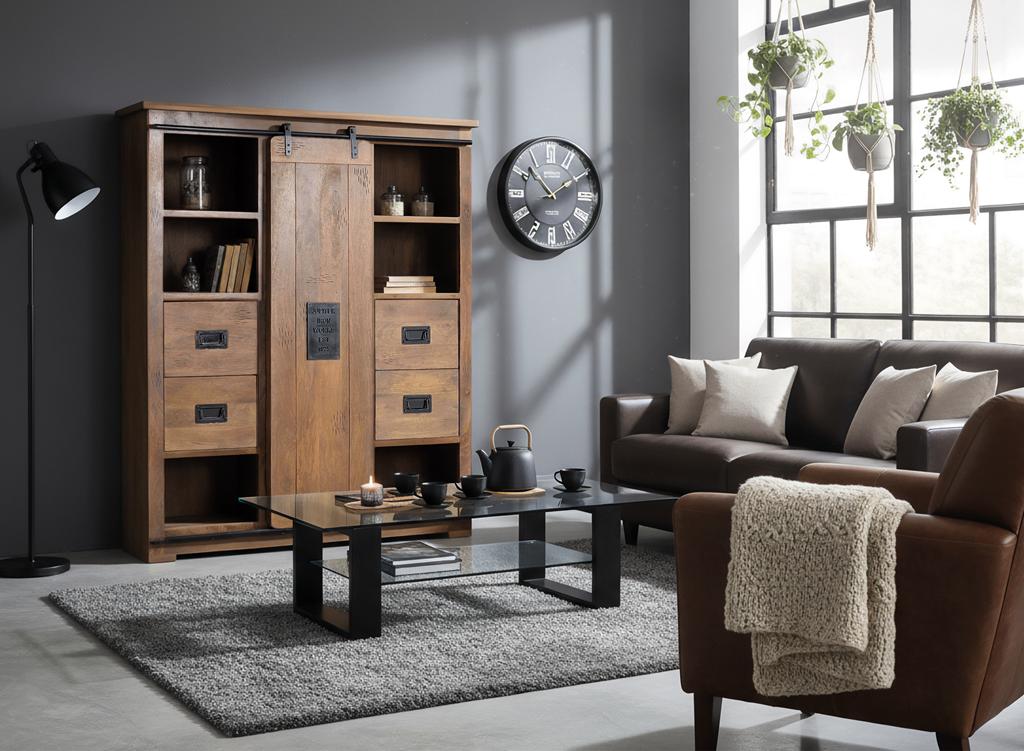 Alacena Estilo Industrial Madera Mango y Metal Modelo 1232