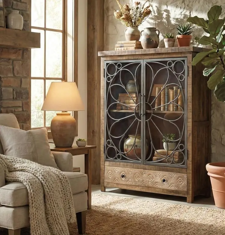 Aparador o Vitrina Madera y Metal  Modelo 1281