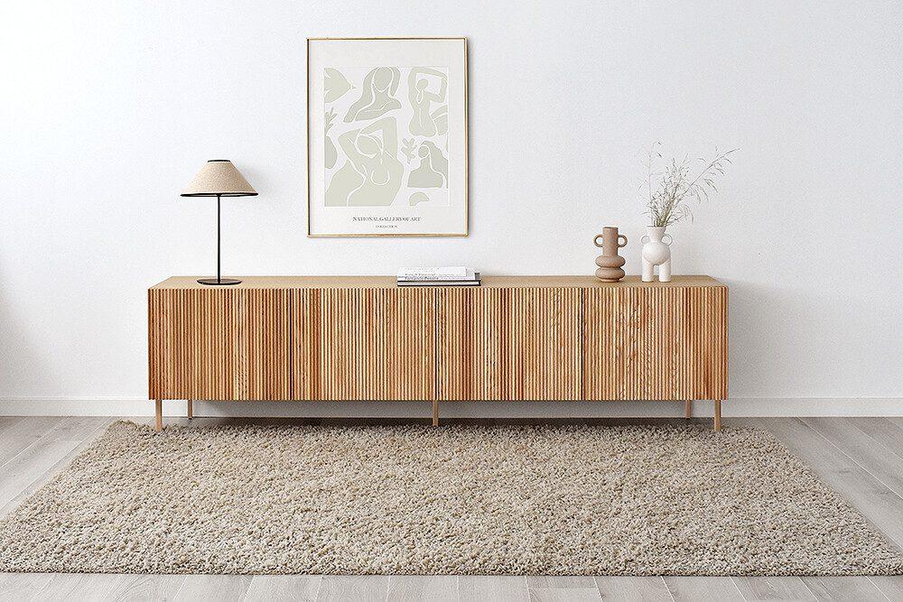 Mueble TV Azzaro 150 Cm Salón Comedor Estilo Nórdico En Color Roble Japones Y Blanco Mate 150x47x40 Cm 86449928