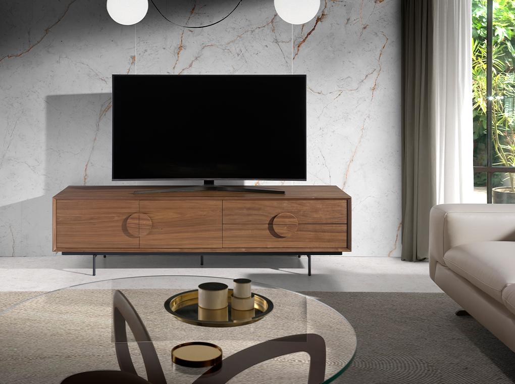 Angel Cerdá – Mueble Tv Diseño Madera Nogal y Acero 3231