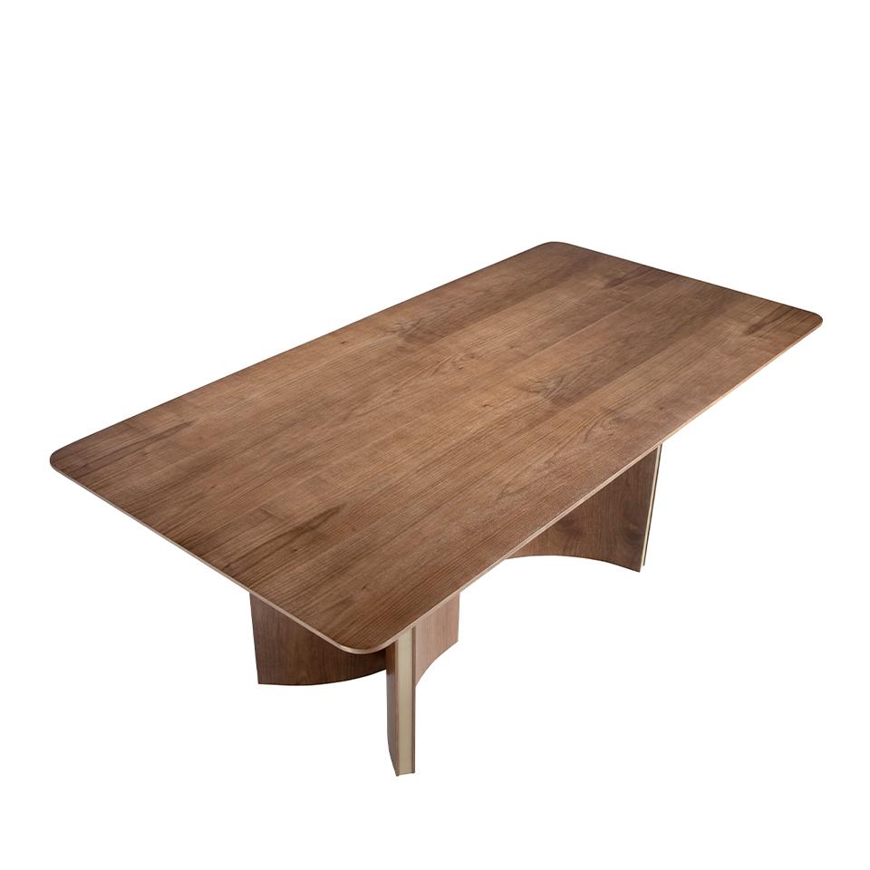 MESA DE CENTRO DE NOGAL Y PATAS ACERO DORADO - Stylo Home