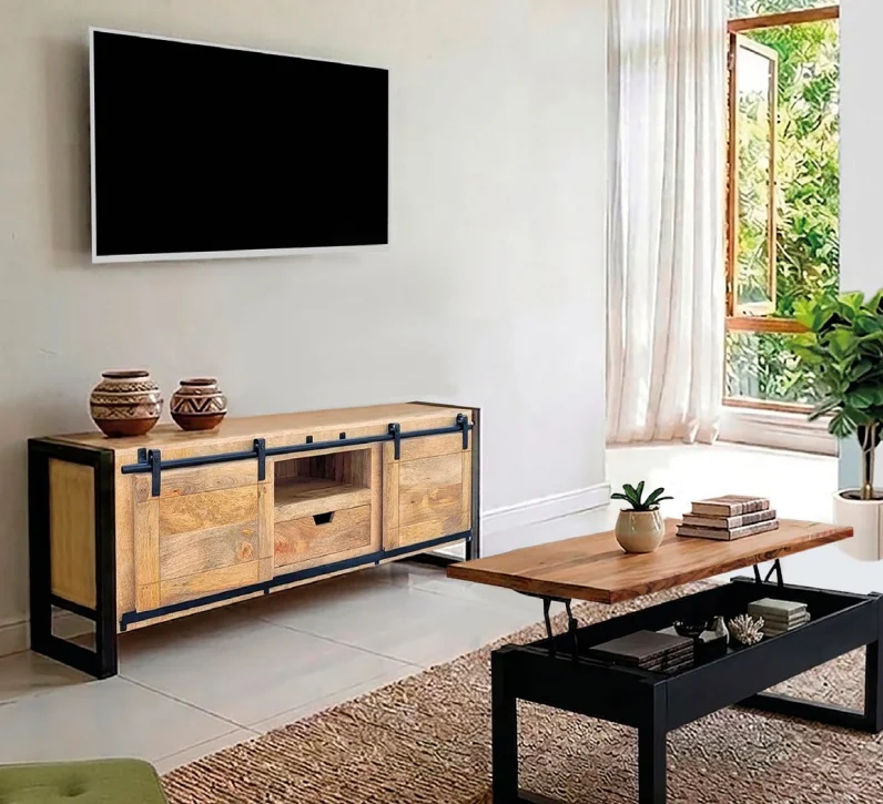 Mueble Tv Madera de Mango Hierro Calcuta 010