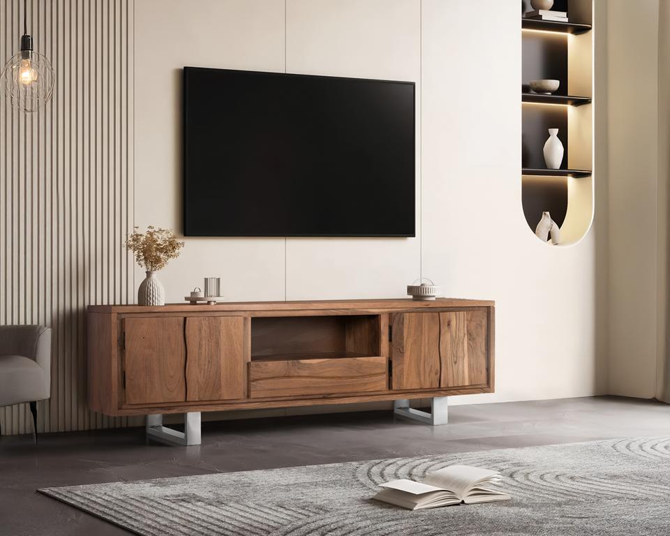 Mueble Tv  Madera Maciza Acacia Modelo 1529