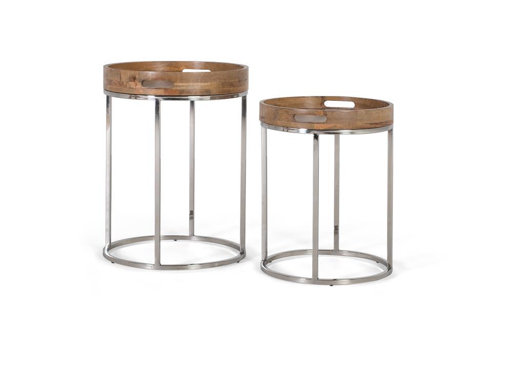 Set 2 Mesas Centro Madera de Acacia y Metal Modelo 1560