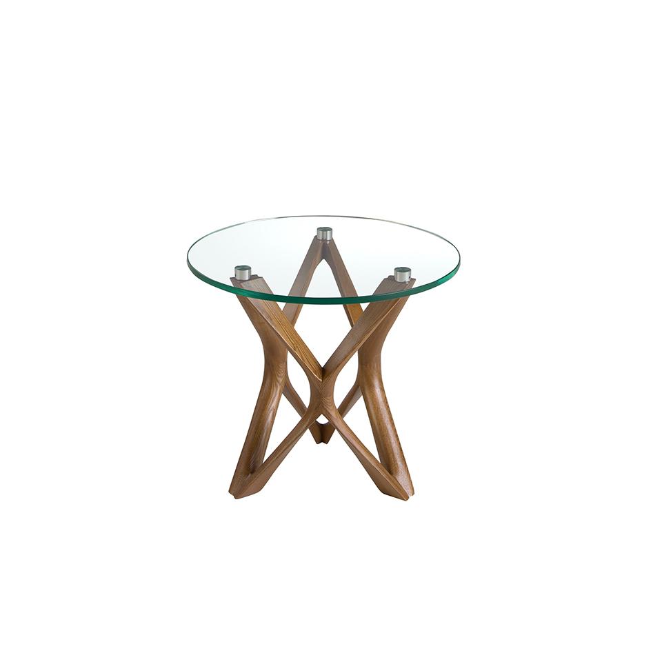 Angel Cerdá – Mesa Rincón de Diseño Madera Nogal y cristal 2127