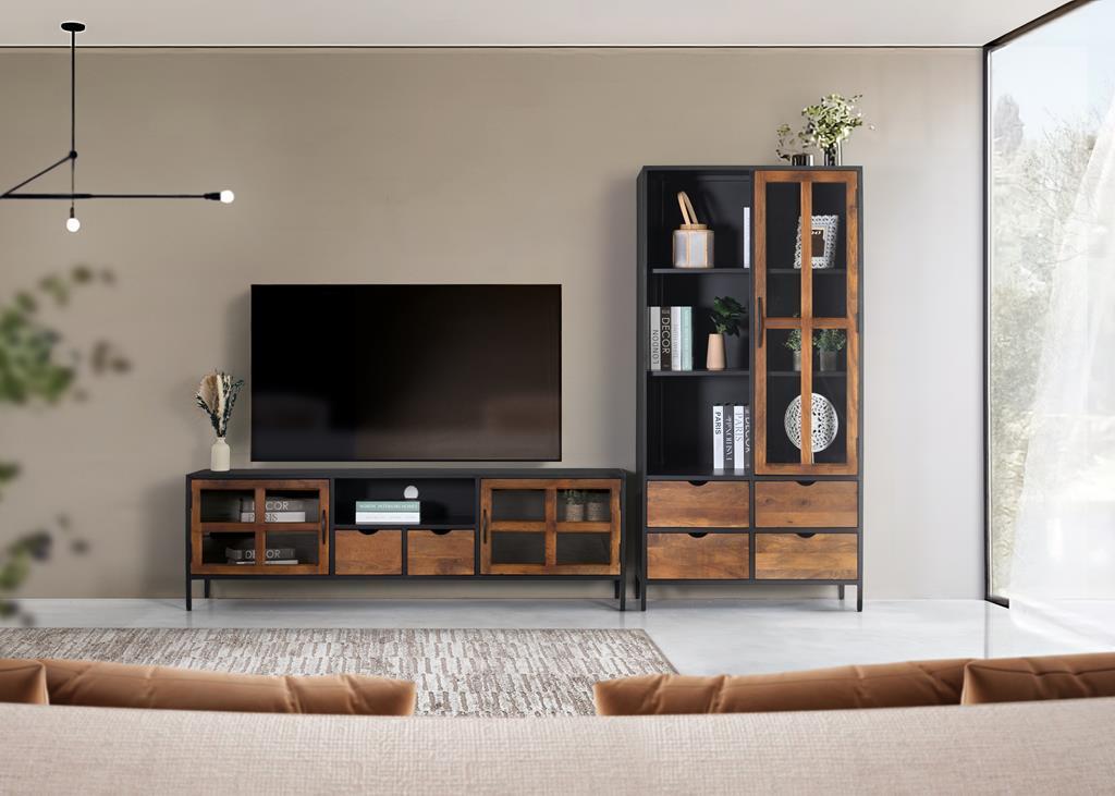 Mueble TV Estilo Industrial Madera Mango y Metal Modelo 1802