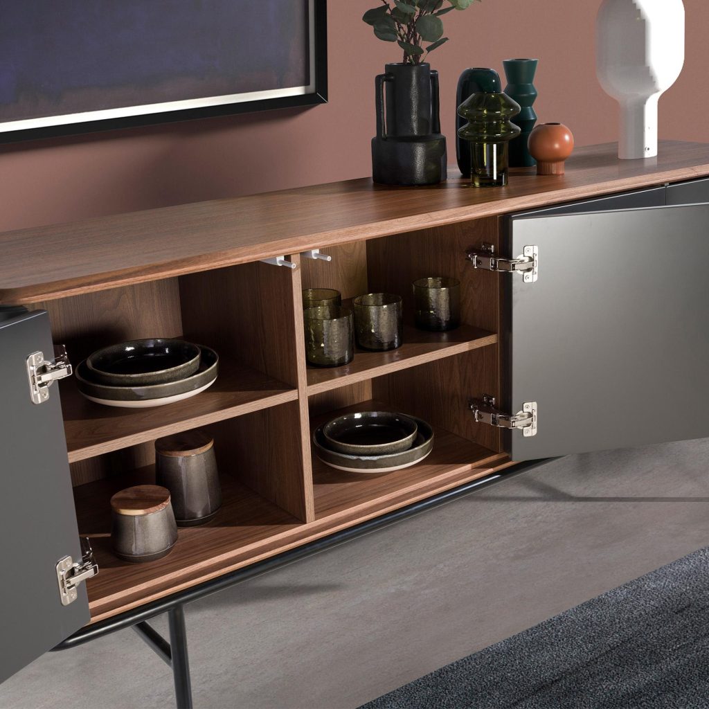 Alternative view of Angel Cerdá – Aparador de Diseño Gris Nogal y Acero 3264