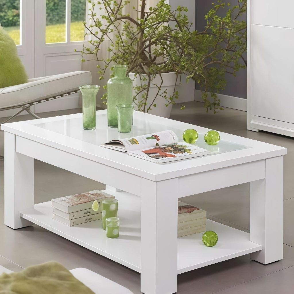 Mesa Centro Tapa Elevable Cristal Florencia