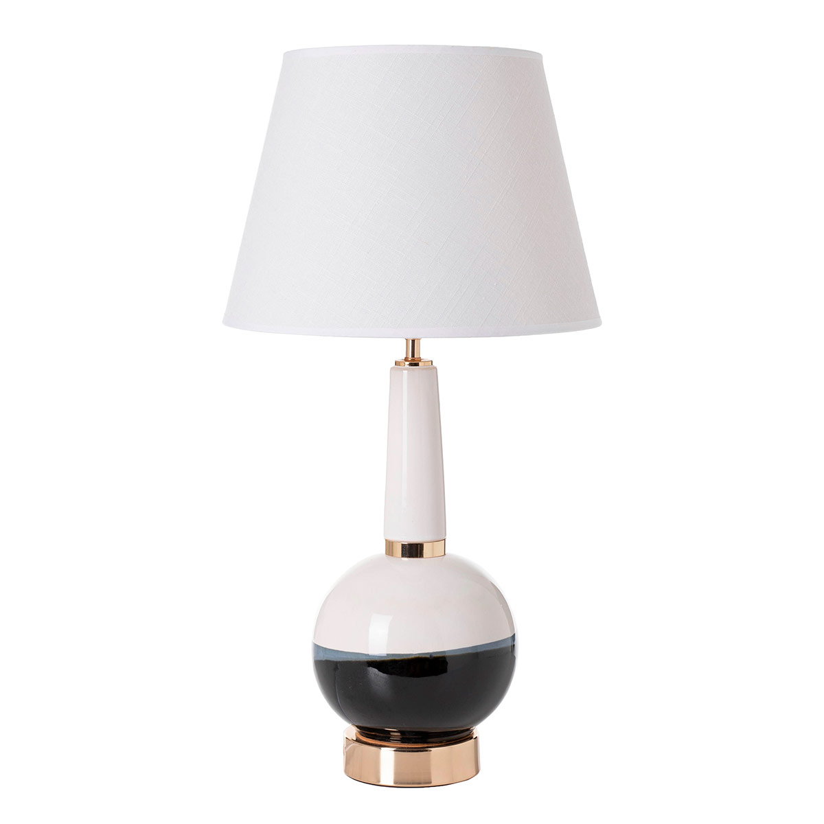 GDECO - LÁMPARA BASE CERÁMICA Y METAL. PANTALLA BLANCA