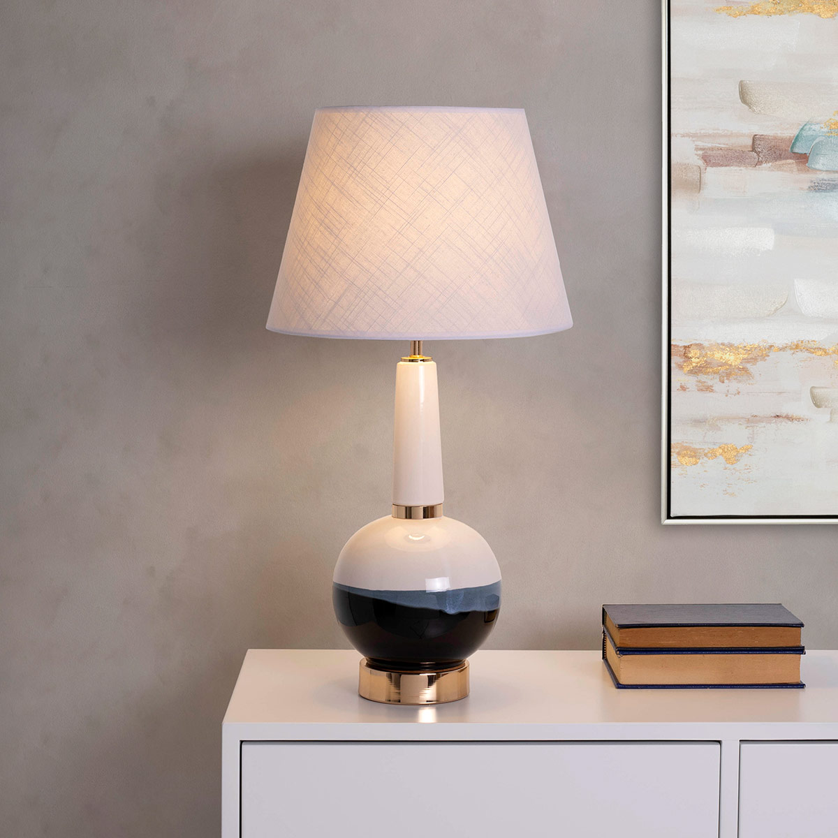 Alternative view of GDECO - LÁMPARA BASE CERÁMICA Y METAL. PANTALLA BLANCA