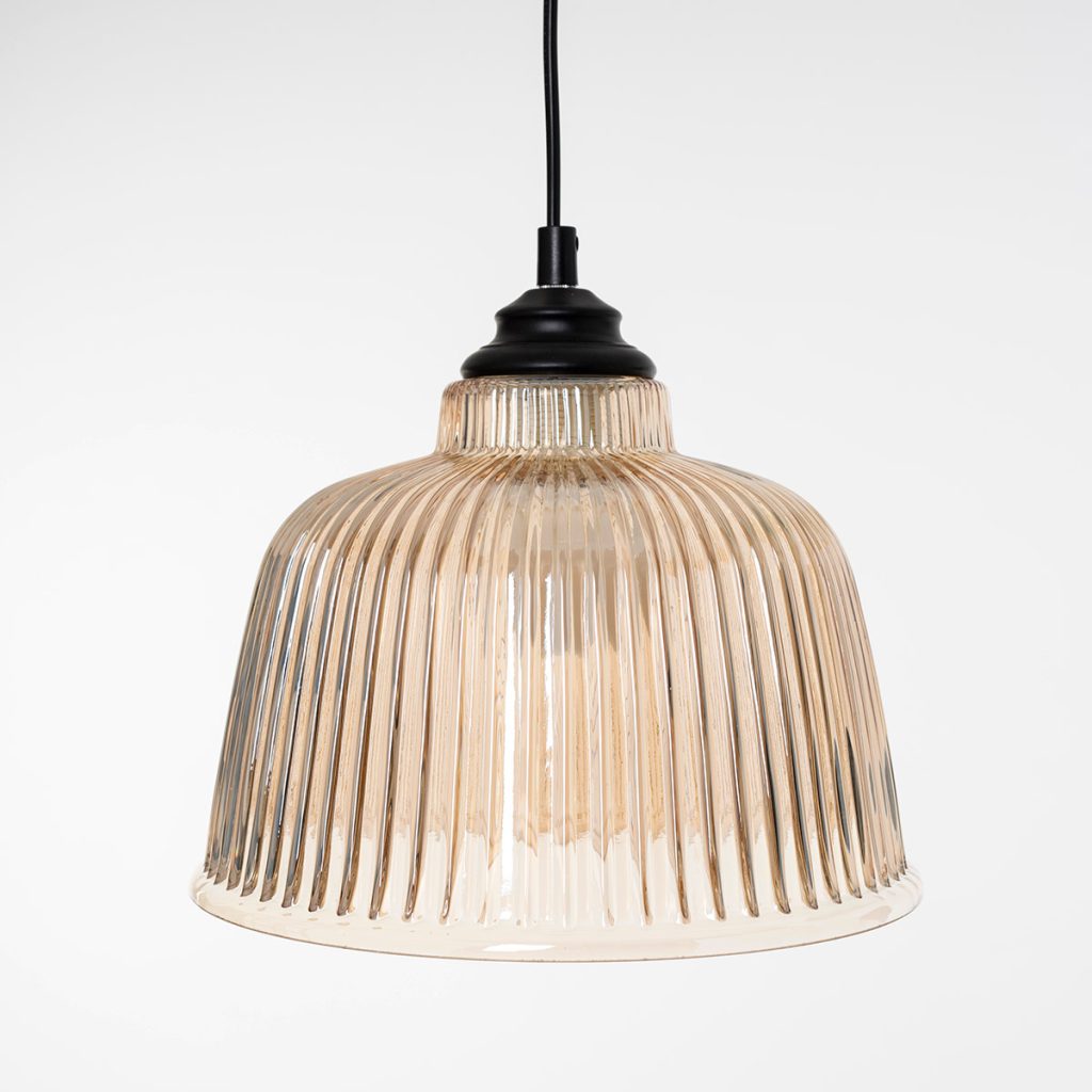 Alternative view of GDECO - Lámpara techo pantalla vidrio, color ámbar (28x121x28cm)