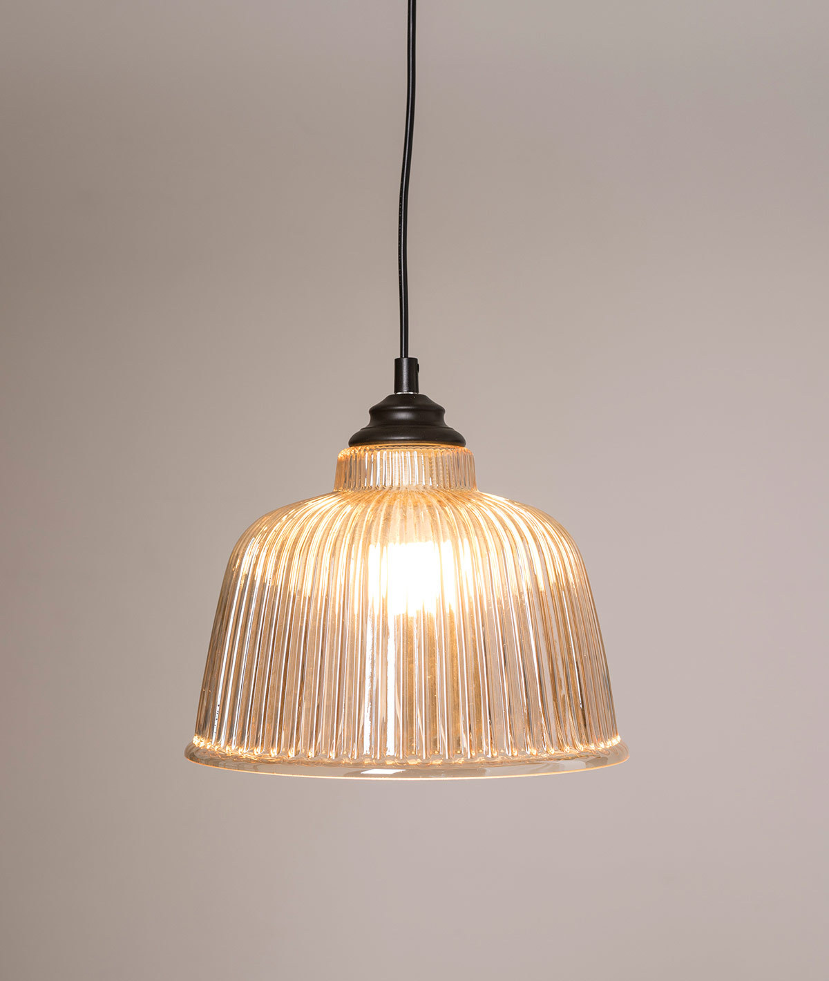 GDECO - Lámpara techo pantalla vidrio, color ámbar (28x121x28cm) - Imagen 4