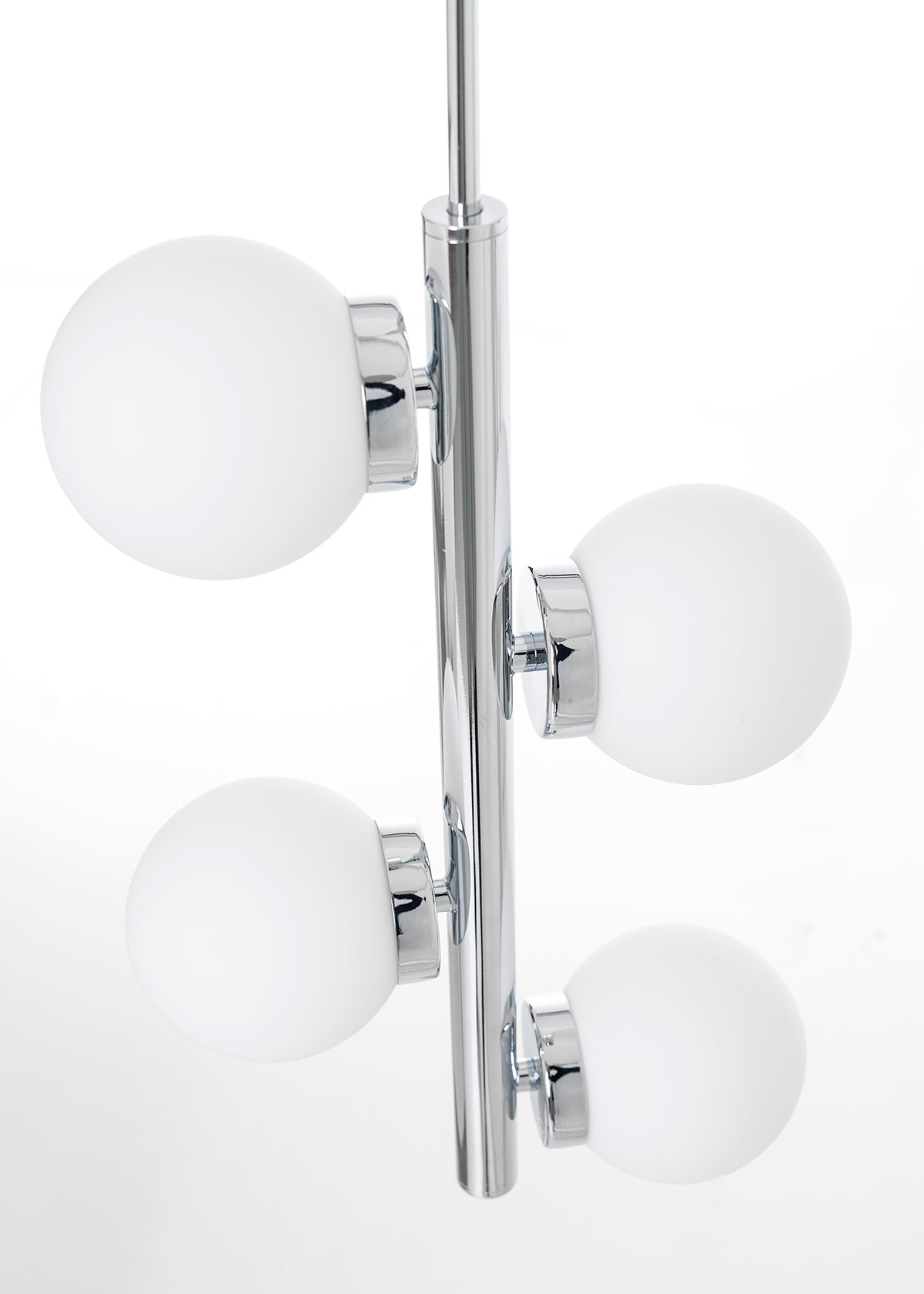 GDECO - LÁMPARA TECHO TUBO METAL CROMADO DORADO Y TULIPA ESFERA CRISTAL BLANCO - Imagen 3