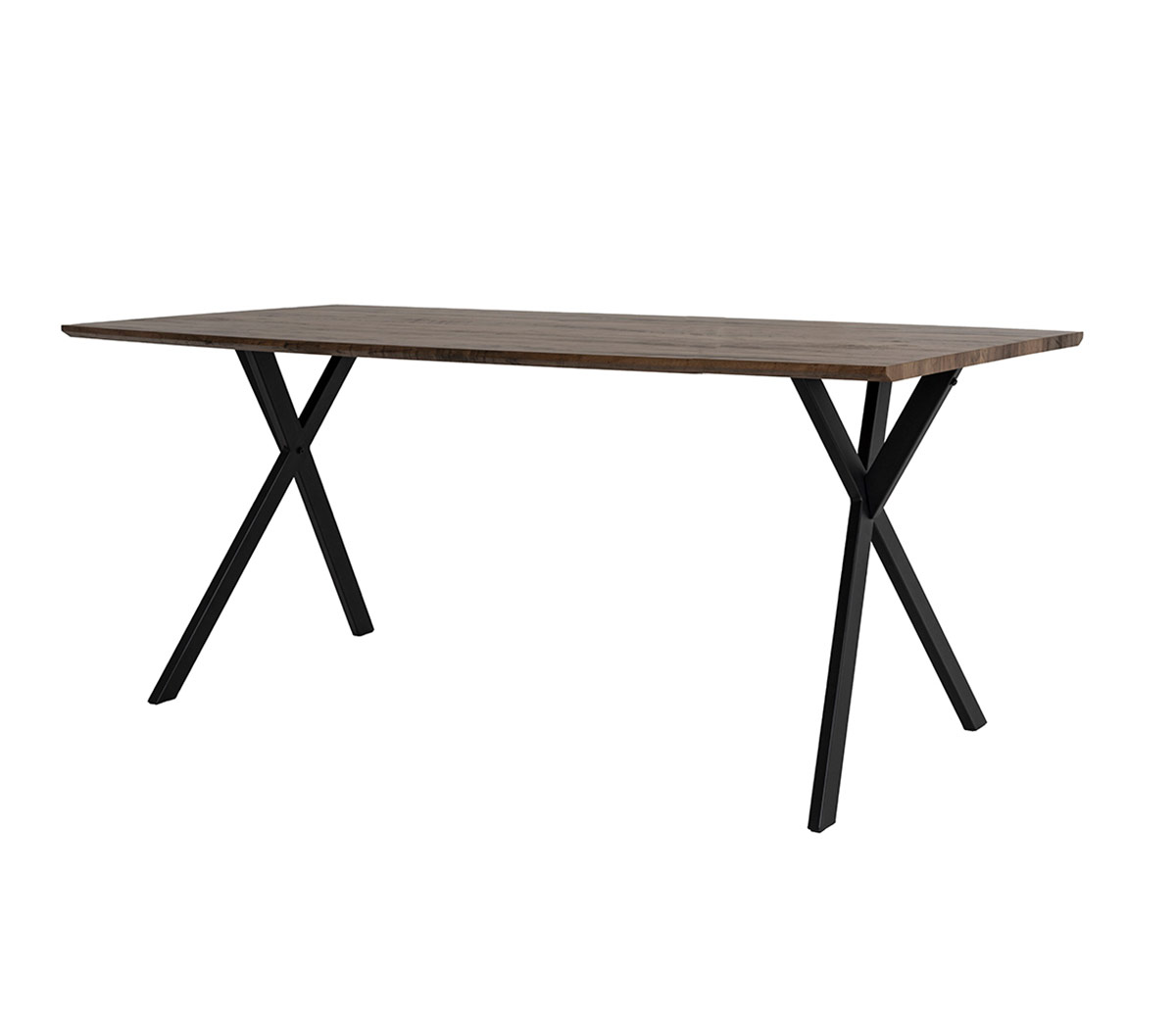 GDECO - MESA COMEDOR INDUSTRIAL. PATAS METAL NEGRO Y TAPA MADERA. 200*76*90 cm