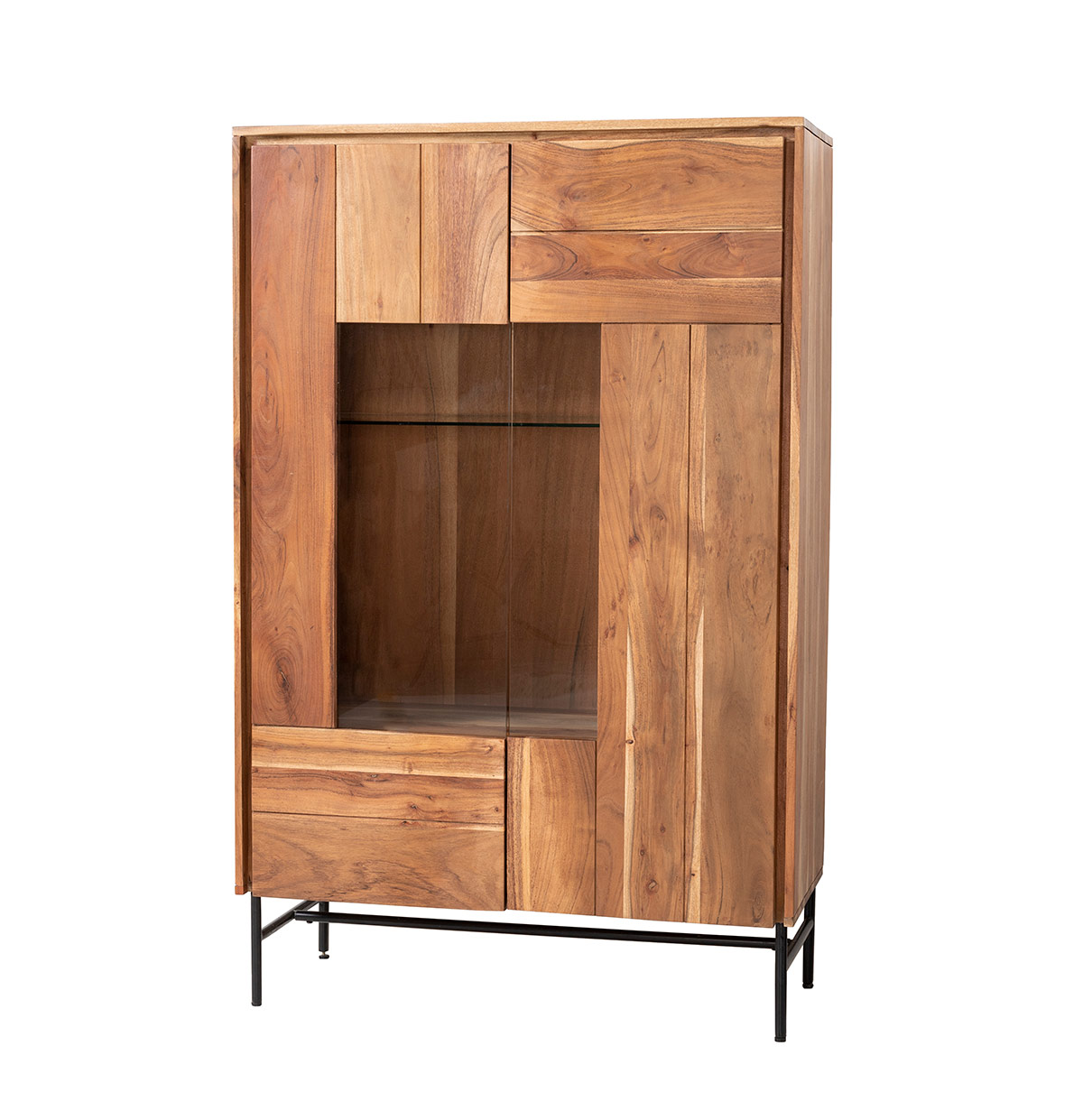 Alternative view of GDECO - APARADOR ACACIA CON LUZ Y PATAS DE METAL 150*96*40 CM