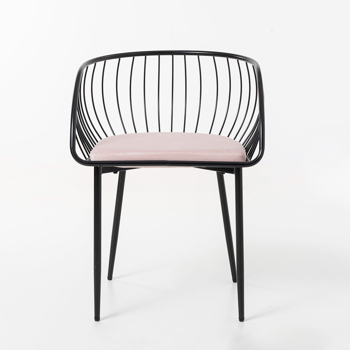 GDECO - SILLA DE ASIENTO EN TERCIOPELO ROSA Y ESTRUCTURA NEGRO 80*55*57 CM - Imagen 4