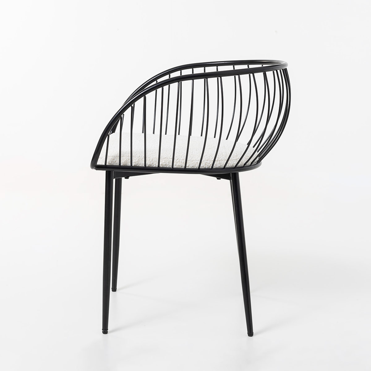 GDECO - SILLA DE ASIENTO EN TERCIOPELO BLANCO Y ESTRUCTURA NEGRO 80*55*57 CM - Imagen 3