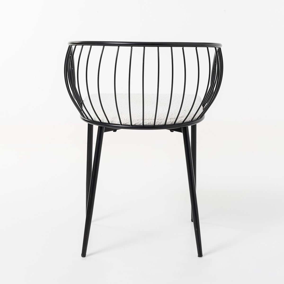 GDECO - SILLA DE ASIENTO EN TERCIOPELO BLANCO Y ESTRUCTURA NEGRO 80*55*57 CM - Imagen 4