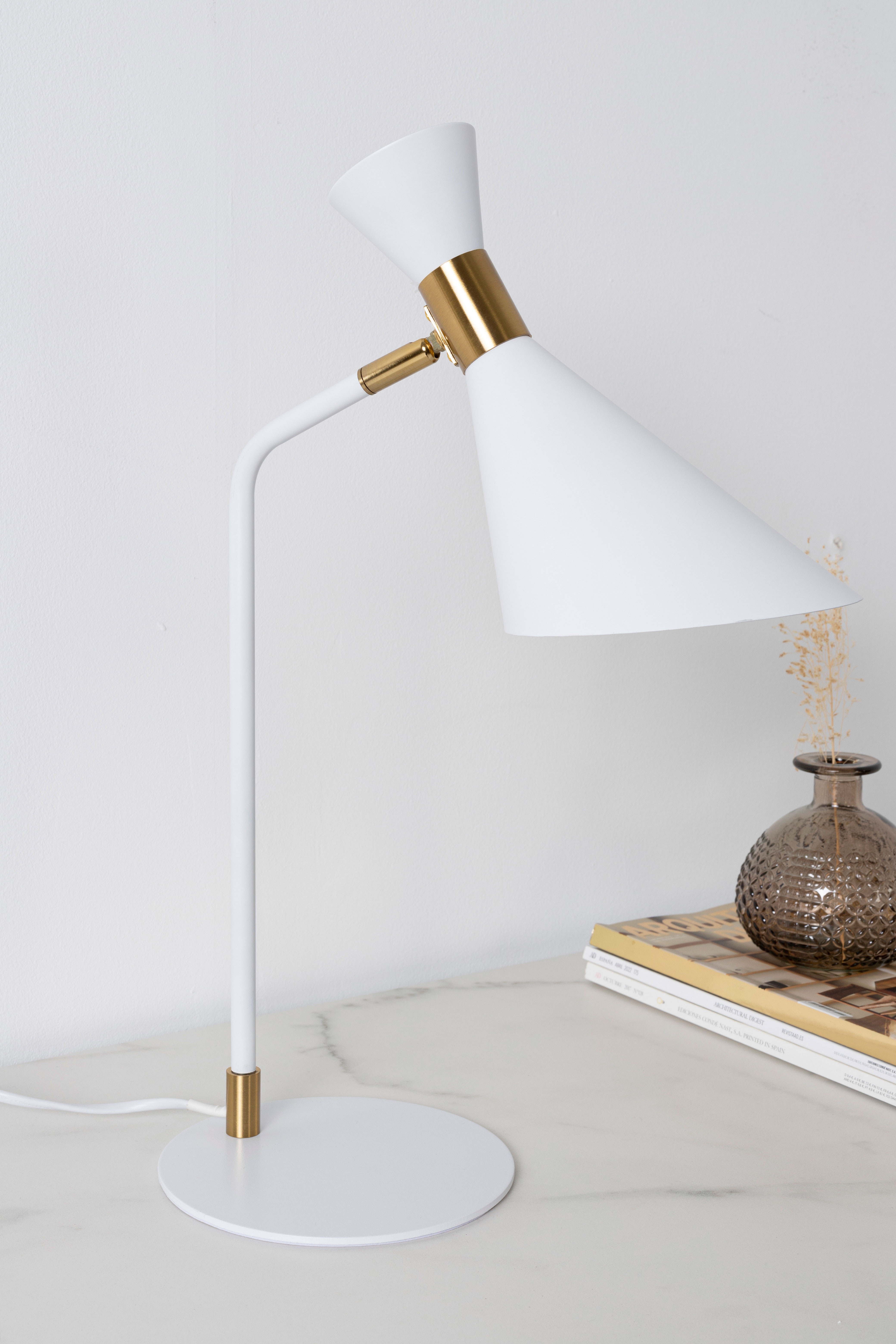 GDECO - LAMPARA DE SOBREMESA DE METAL BLANCO. 30*16*45 CM - Imagen 4