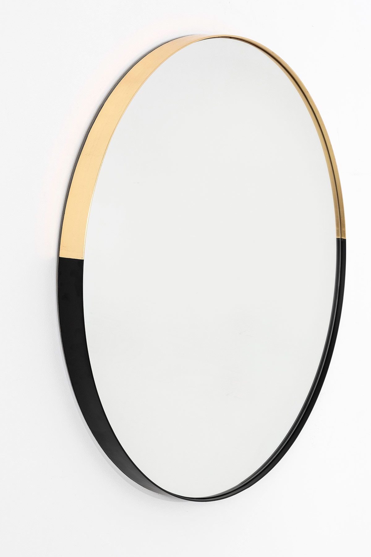 GDECO - ESPEJO REDONDO MARCO NEGRO MATE Y ORO 80,5X80,5X4 cm - Imagen 4