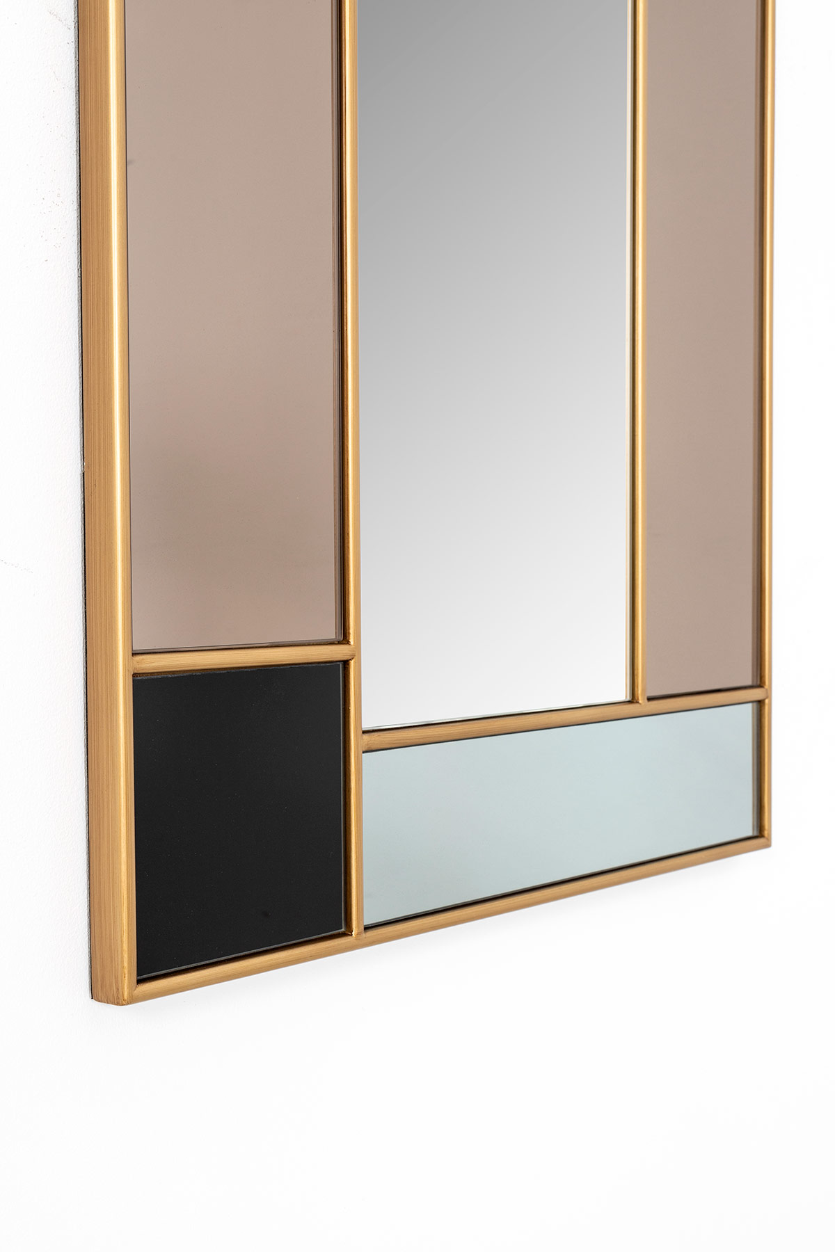 GDECO - ESPEJO CON MARCO DE CRISTAL NEGRO Y ORO 60x90x2,5cm - Imagen 4