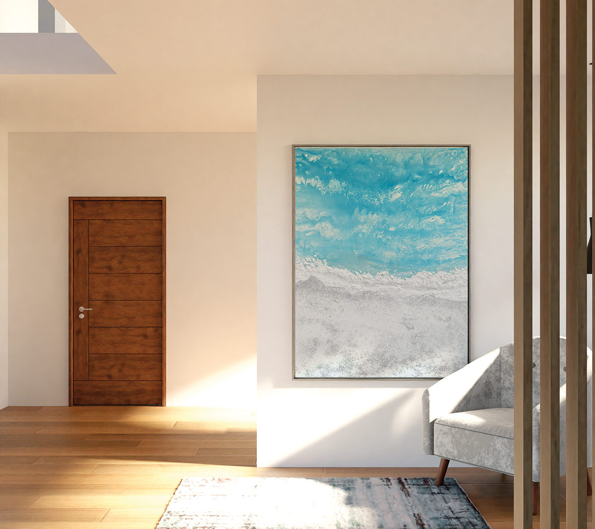 Alternative view of GDECO - PINTURA AL ÓLEO, MARCO BLANCO 120X160X3,5 CM