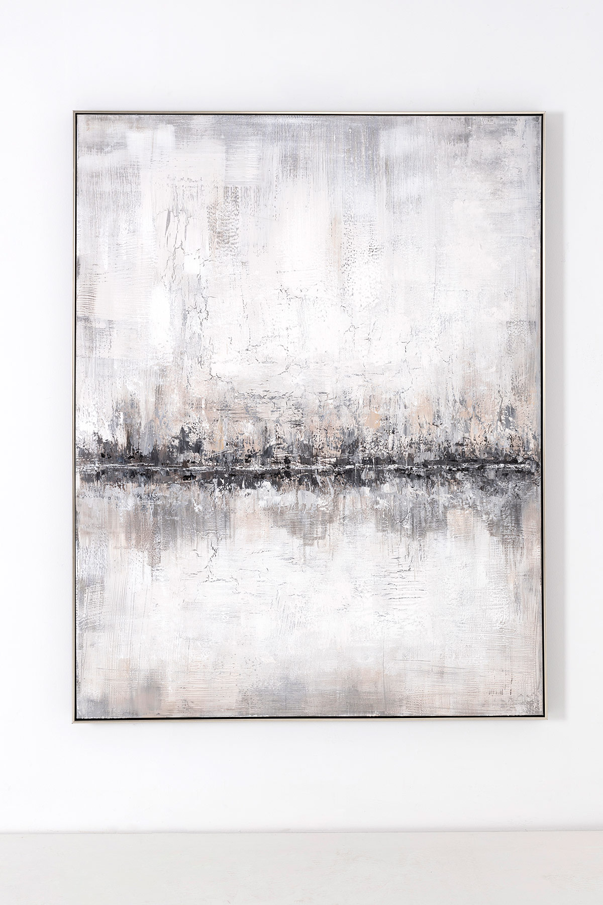 GDECO - PINTURA AL ÓLEO, MARCO PLATA 120X160X3,5 CM