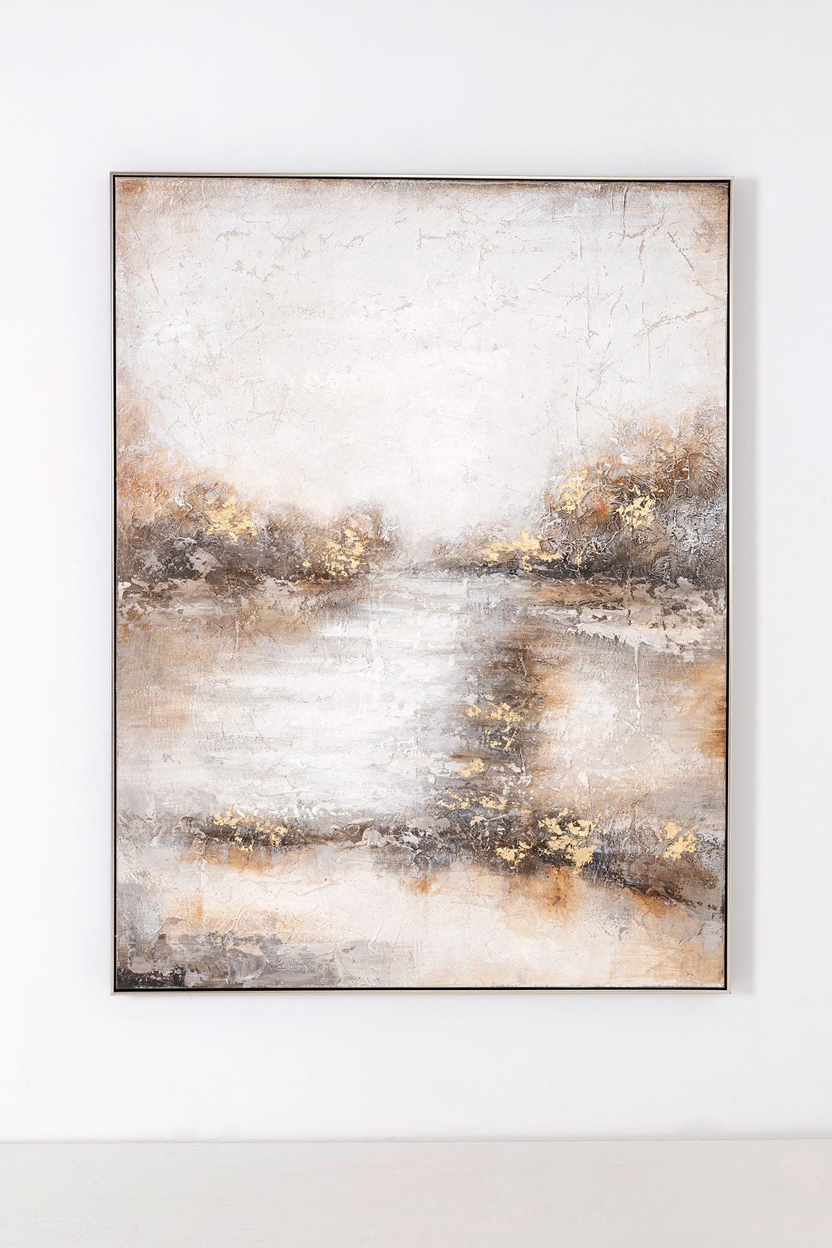 GDECO - PINTURA AL ÓLEO, MARCO PLATA 120X160X3,5 CM