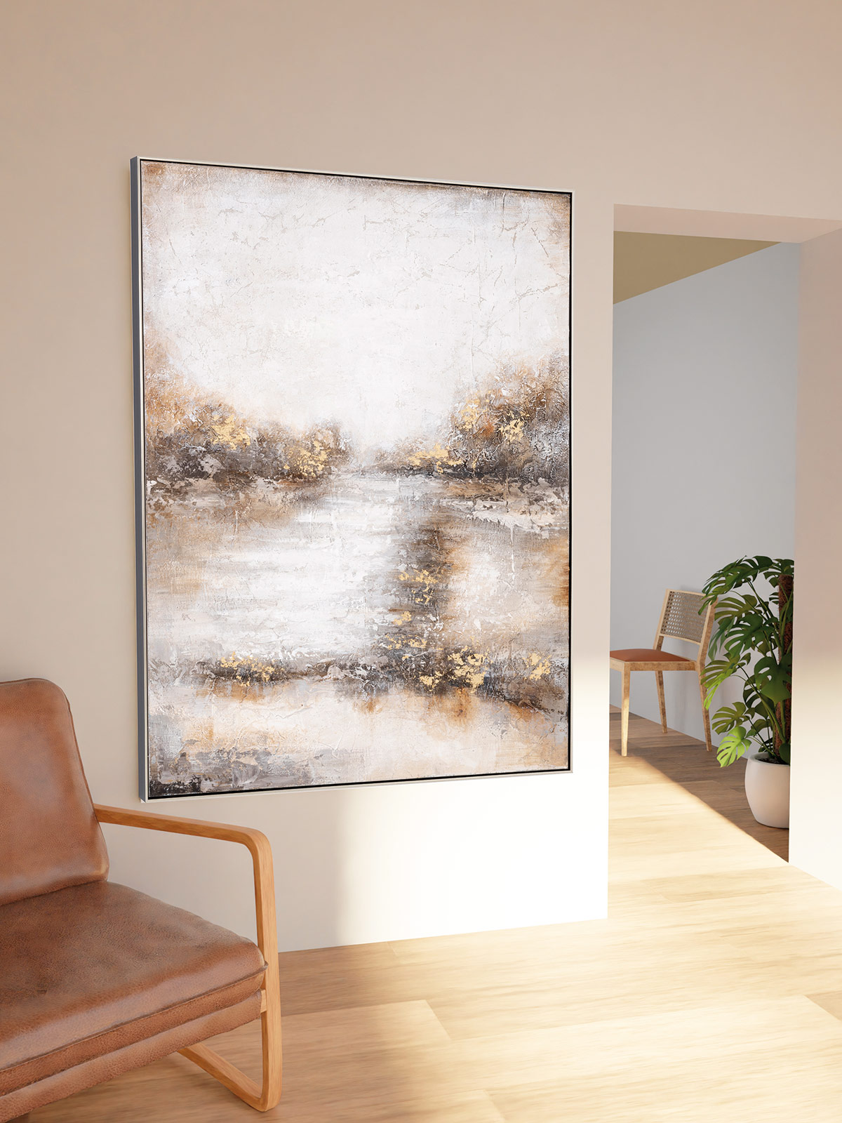 Alternative view of GDECO - PINTURA AL ÓLEO, MARCO PLATA 120X160X3,5 CM