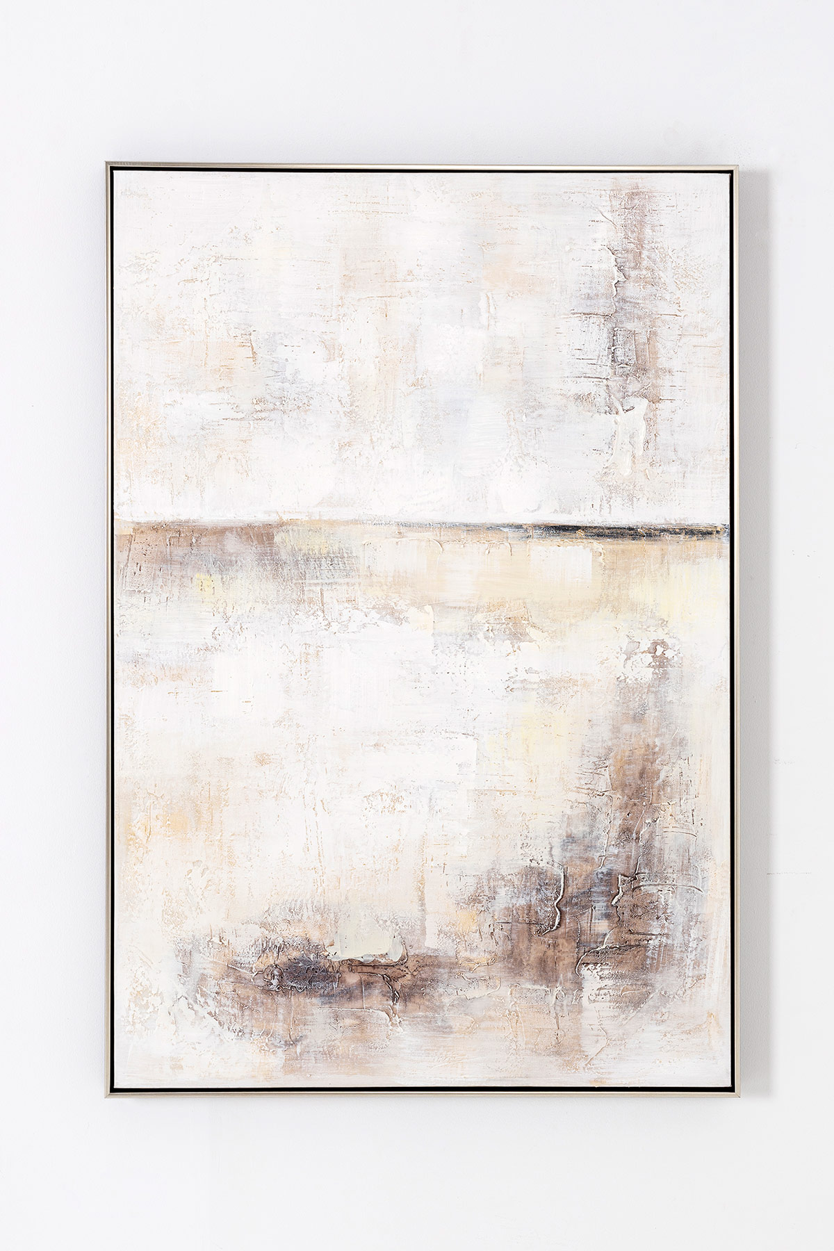 GDECO - PINTURA AL ÓLEO, MARCO PLATA 90X120X3,5 CM