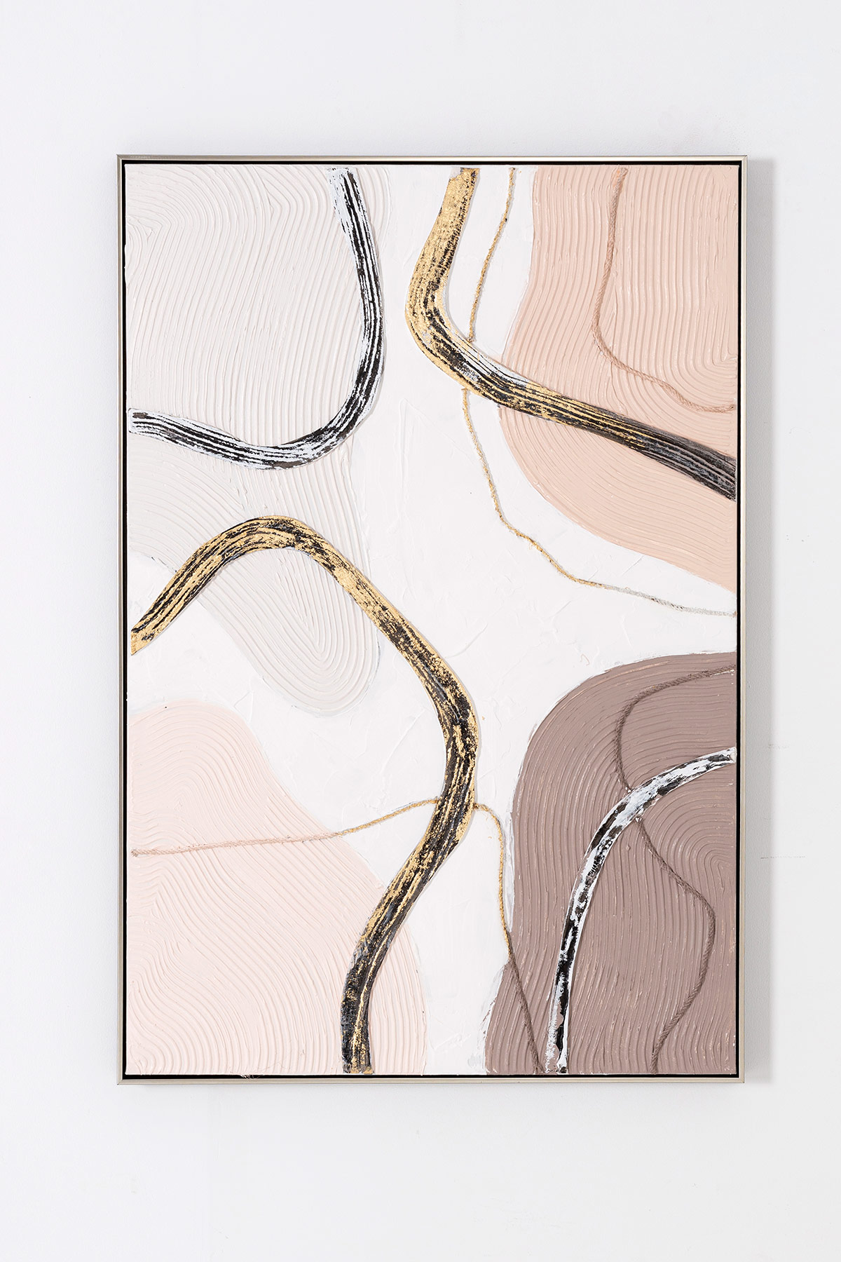 GDECO - PINTURA AL ÓLEO, MARCO PLATA 80X120X3,5 CM