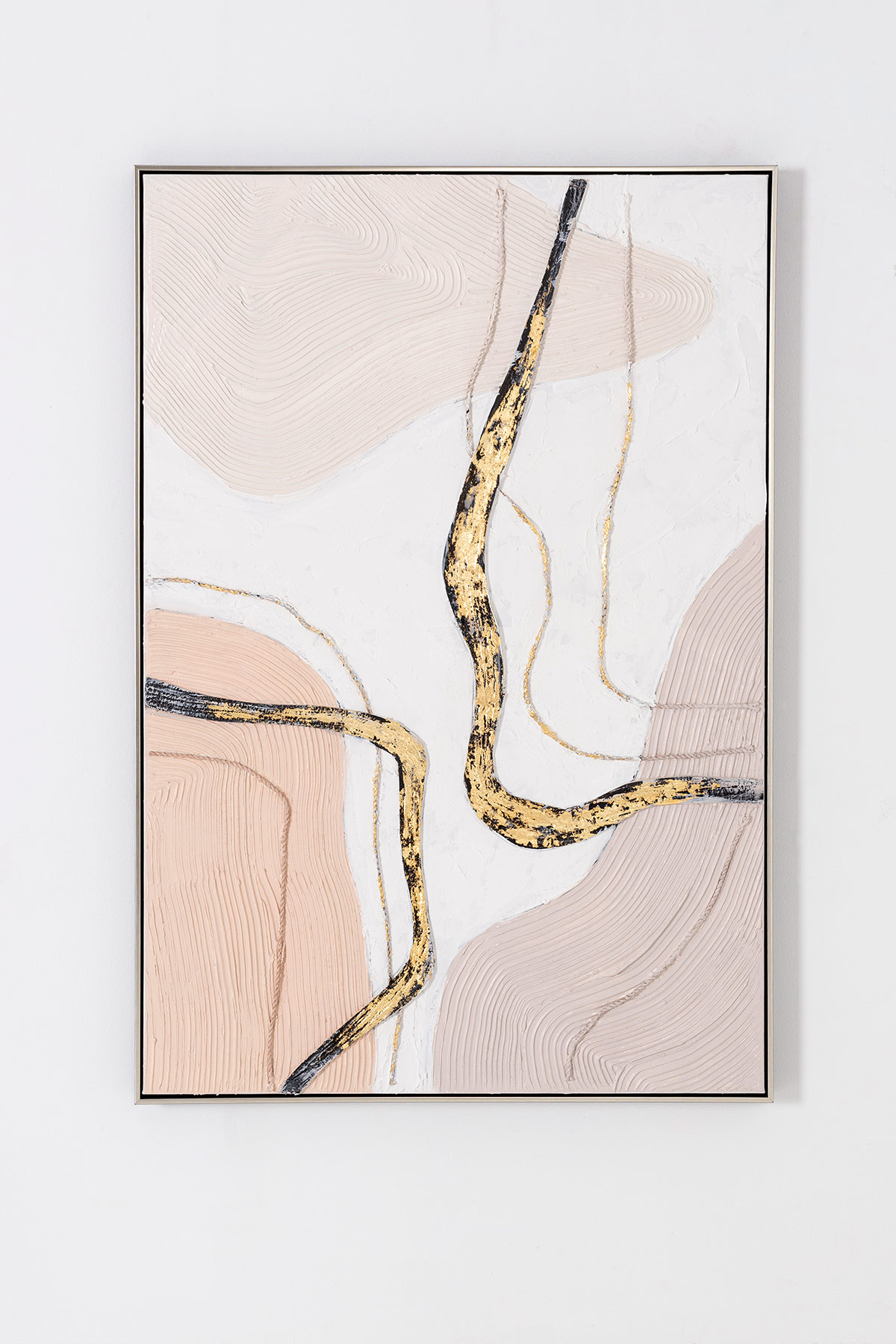 GDECO - PINTURA AL ÓLEO, MARCO PLATA 80X120X3,5 CM