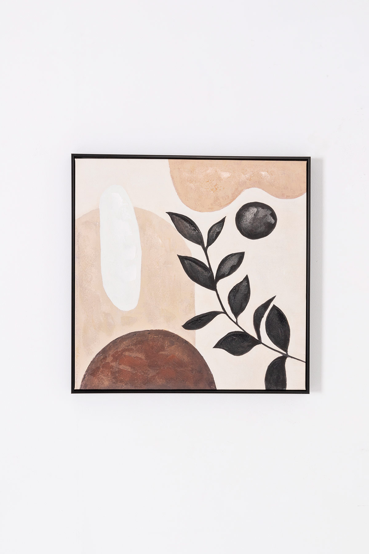 Alternative view of GDECO - SET DE 3CUADROS IMPRESOS Y AL ÓLEO, MARCO NEGRO 60x60x3,5 CADA UNO. TOTAL 180X60 CM