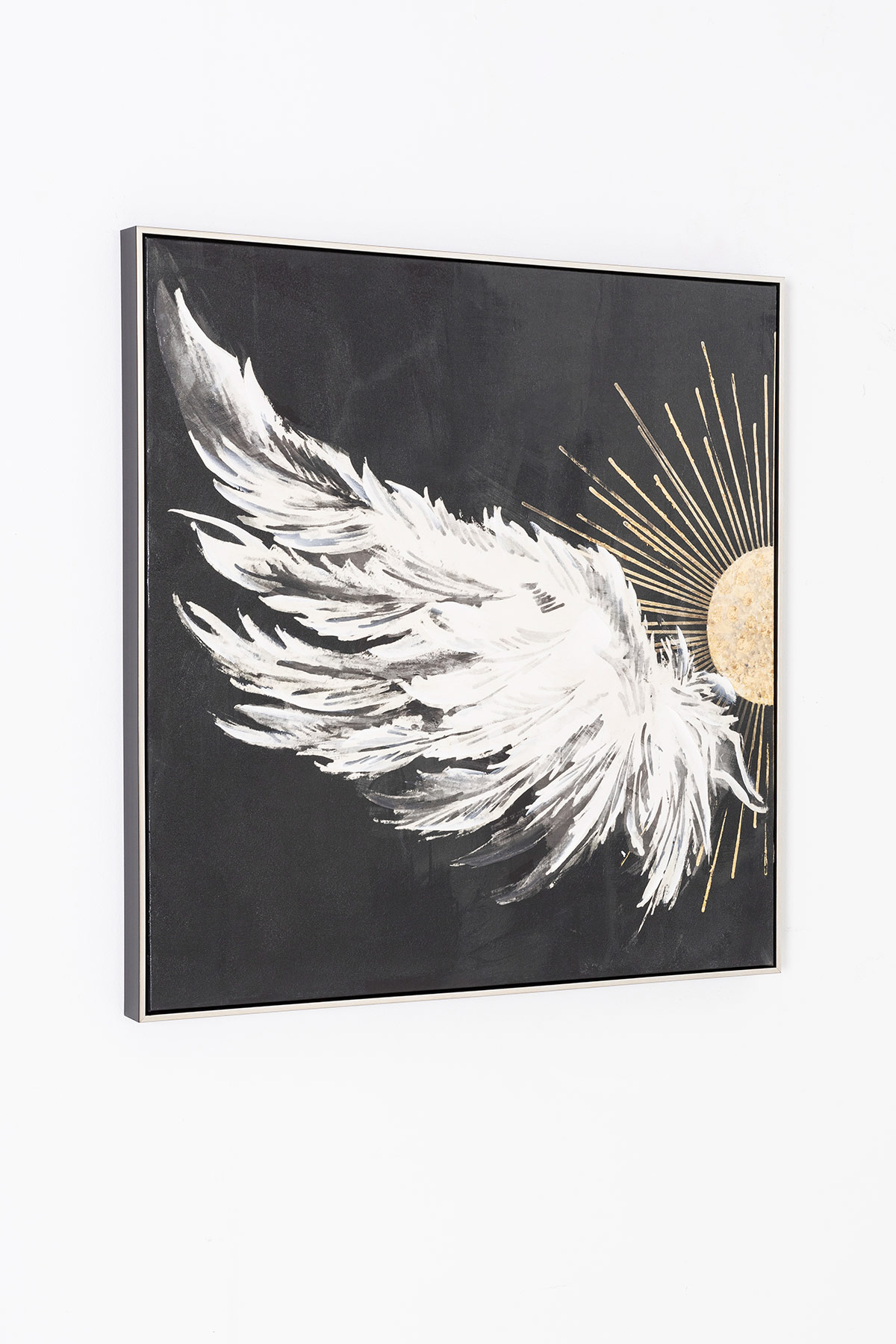 GDECO - SET DE 2 CUADROS IMPRESOS Y AL ÓLEO, MARCO PLATA 80X80X3,5 CM CADA UNO. TOTAL 160x60 CM - Imagen 3