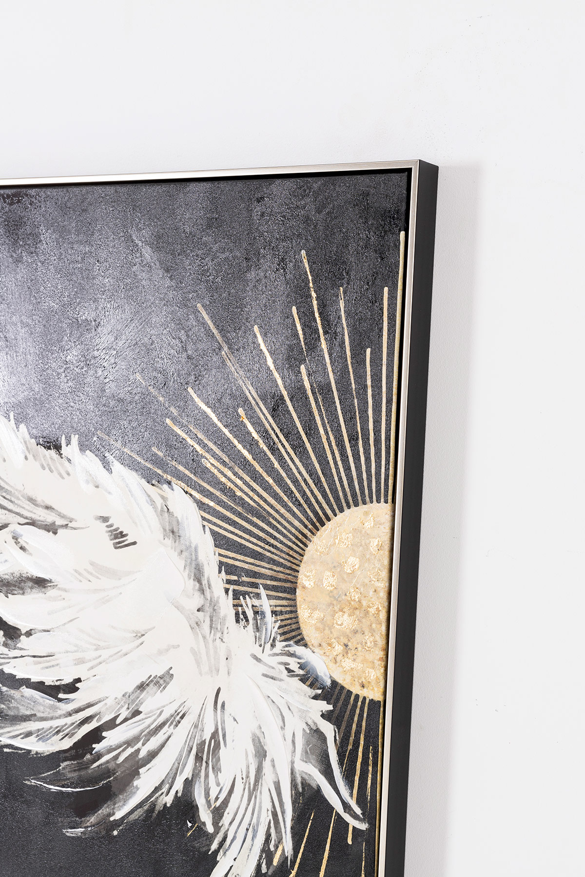 GDECO - SET DE 2 CUADROS IMPRESOS Y AL ÓLEO, MARCO PLATA 80X80X3,5 CM CADA UNO. TOTAL 160x60 CM - Imagen 4