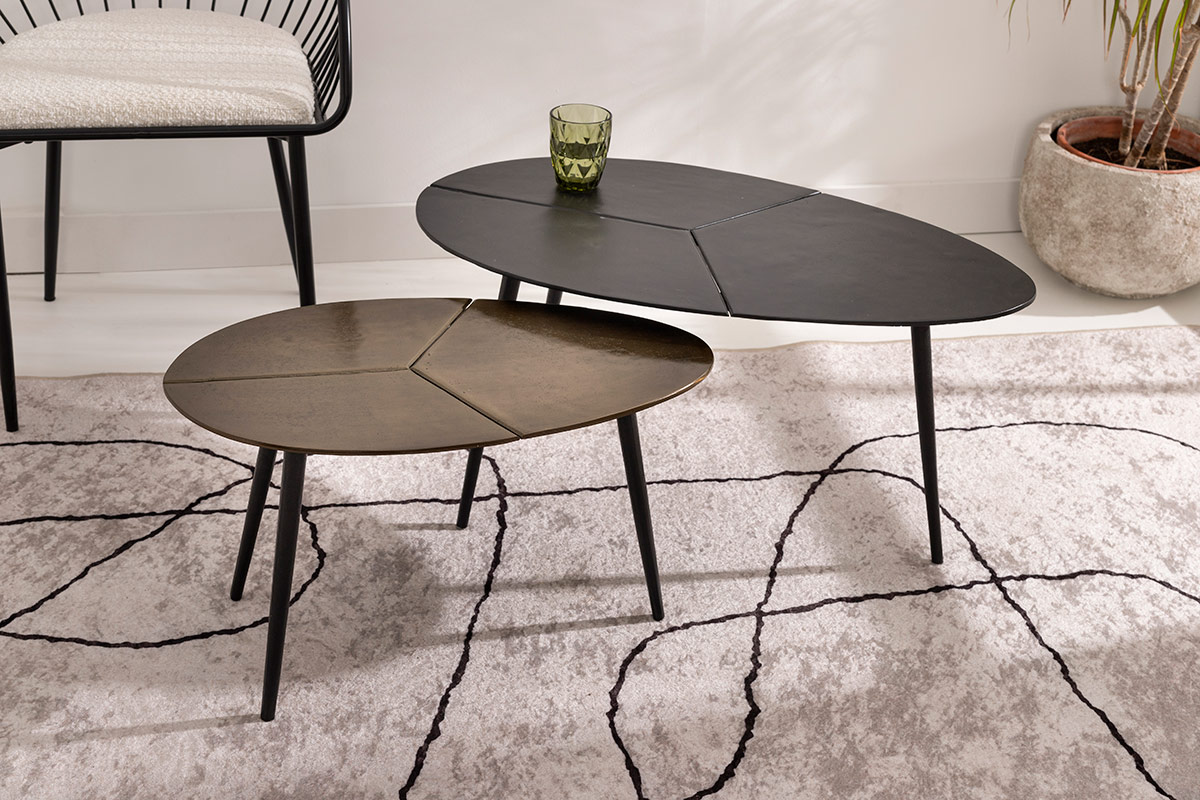 Alternative view of GDECO - MESA CENTRO 60*35*37 CM. METAL DORADO Y PATAS METAL NEGRO