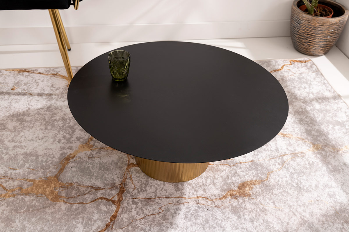 Alternative view of GDECO - MESA CENTRO 80*80*32 CM. METAL DORADO Y TAPA METAL NEGRO