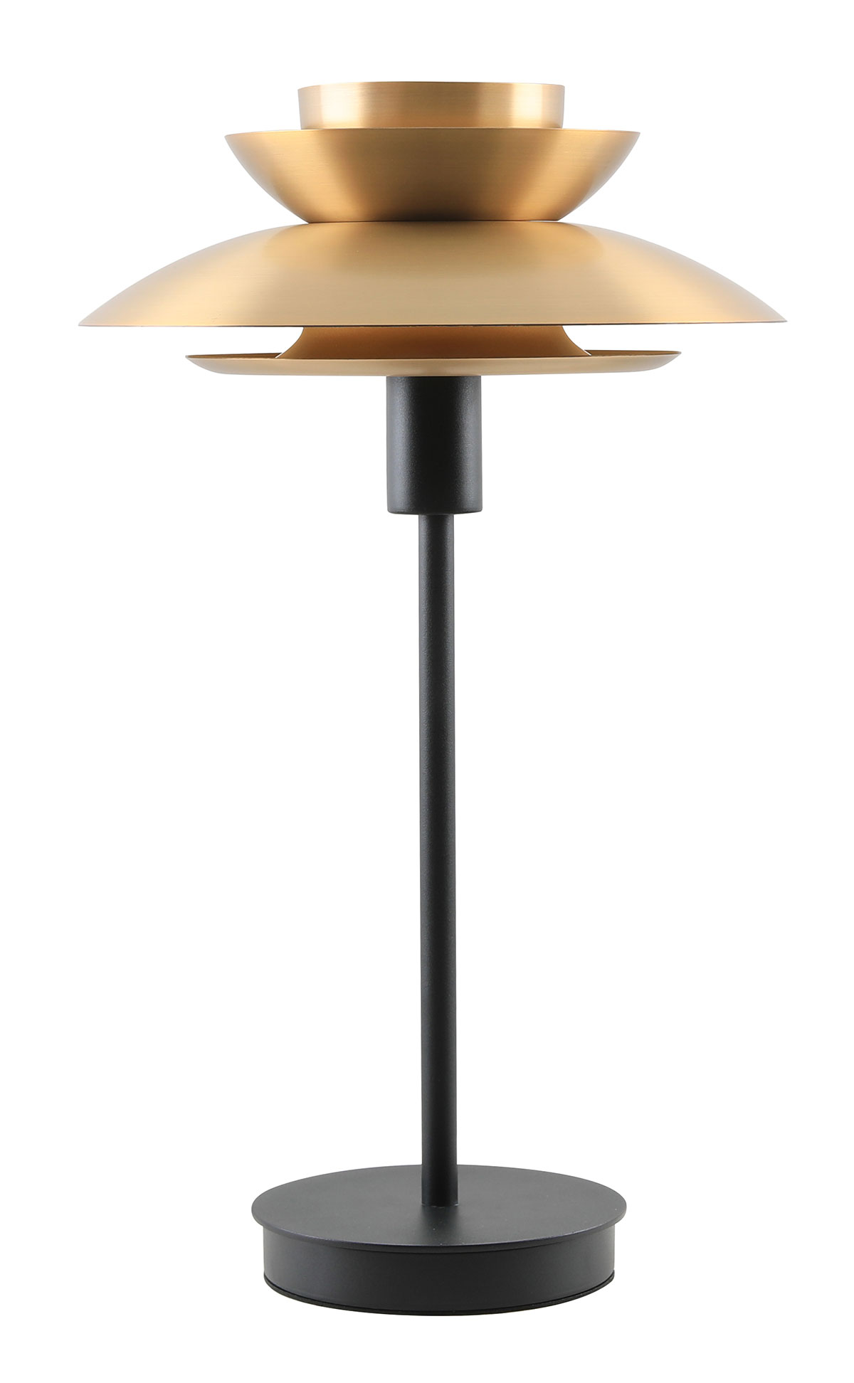 Alternative view of GDECO - LÁMPARA SOBREMESA DINA. BASE NEGRO, PANTALLA DORADA.