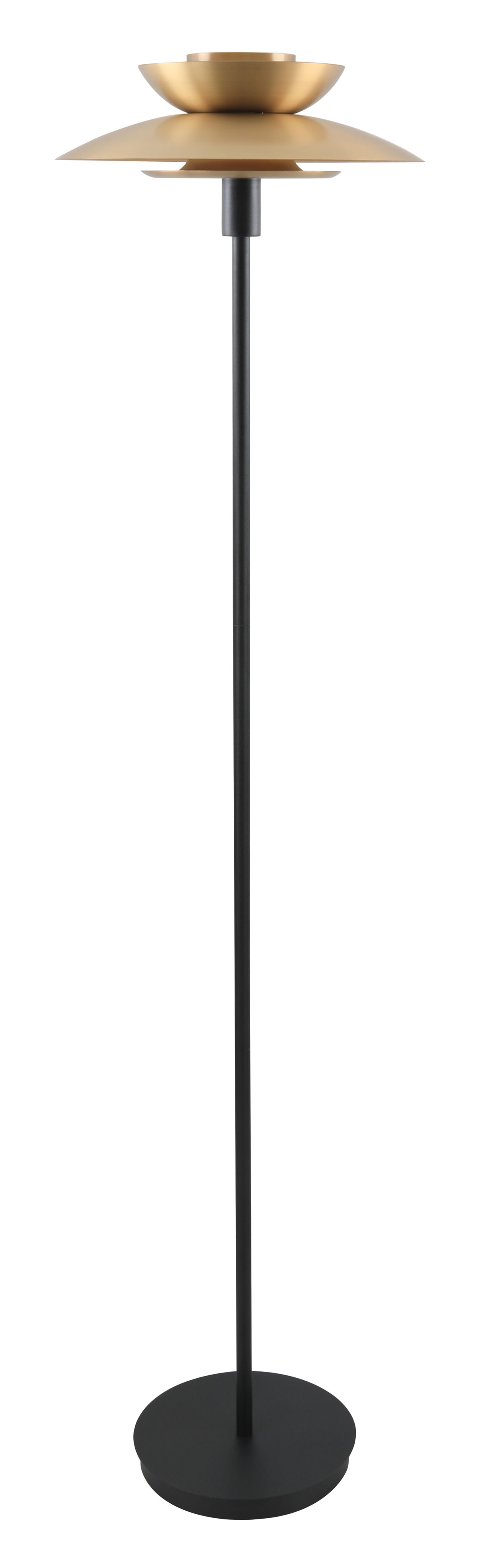 Alternative view of GDECO - LÁMPARA PIE DINA. BASE NEGRO, PANTALLA DORADA.