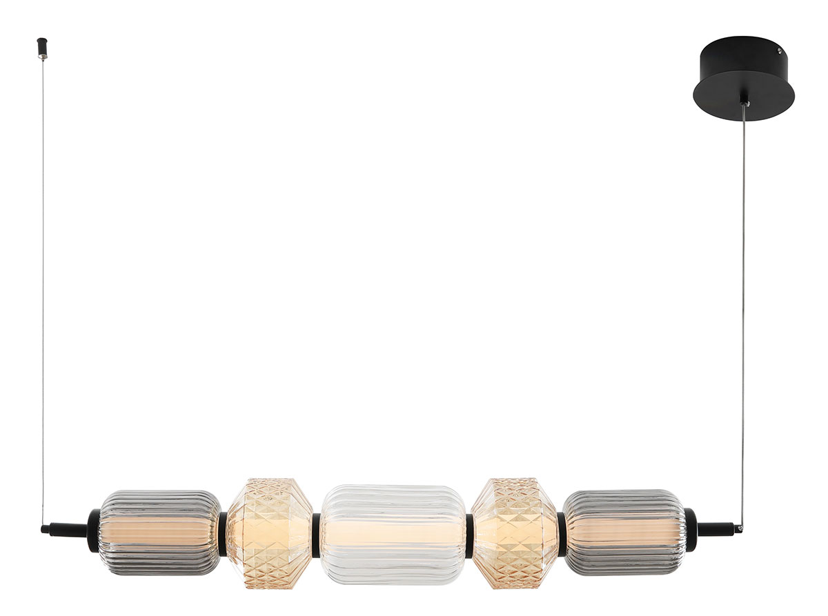 Alternative view of GDECO - LÁMPARA TECHO BOHEME. CRISTAL TALLADO ÁMBAR, TRANSPARENTE Y AHÚMADO. BASE NEGRA