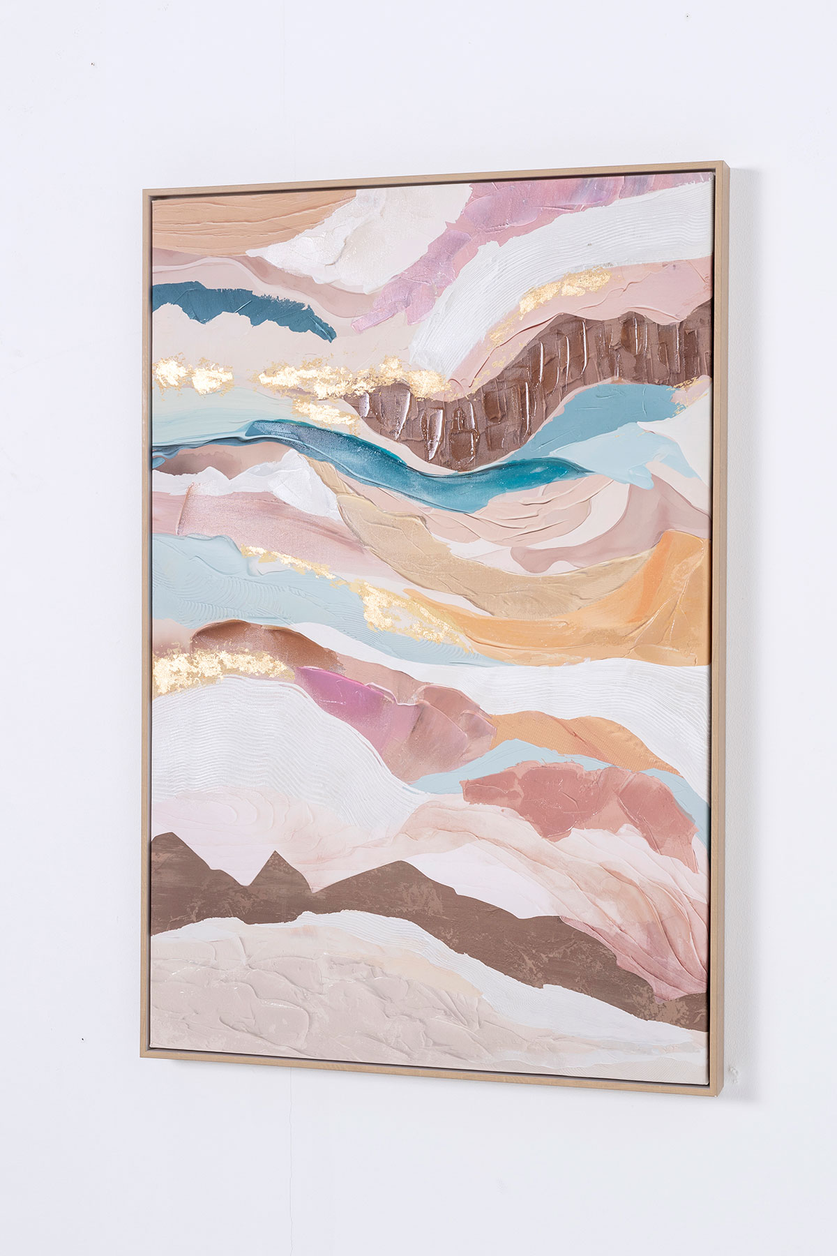 Alternative view of GDECO - SET 2 LIENZOS OLEO 60X90 CM. MARCO ROBLE, ABSTRACTO TONOS TIERRA Y PASTEL