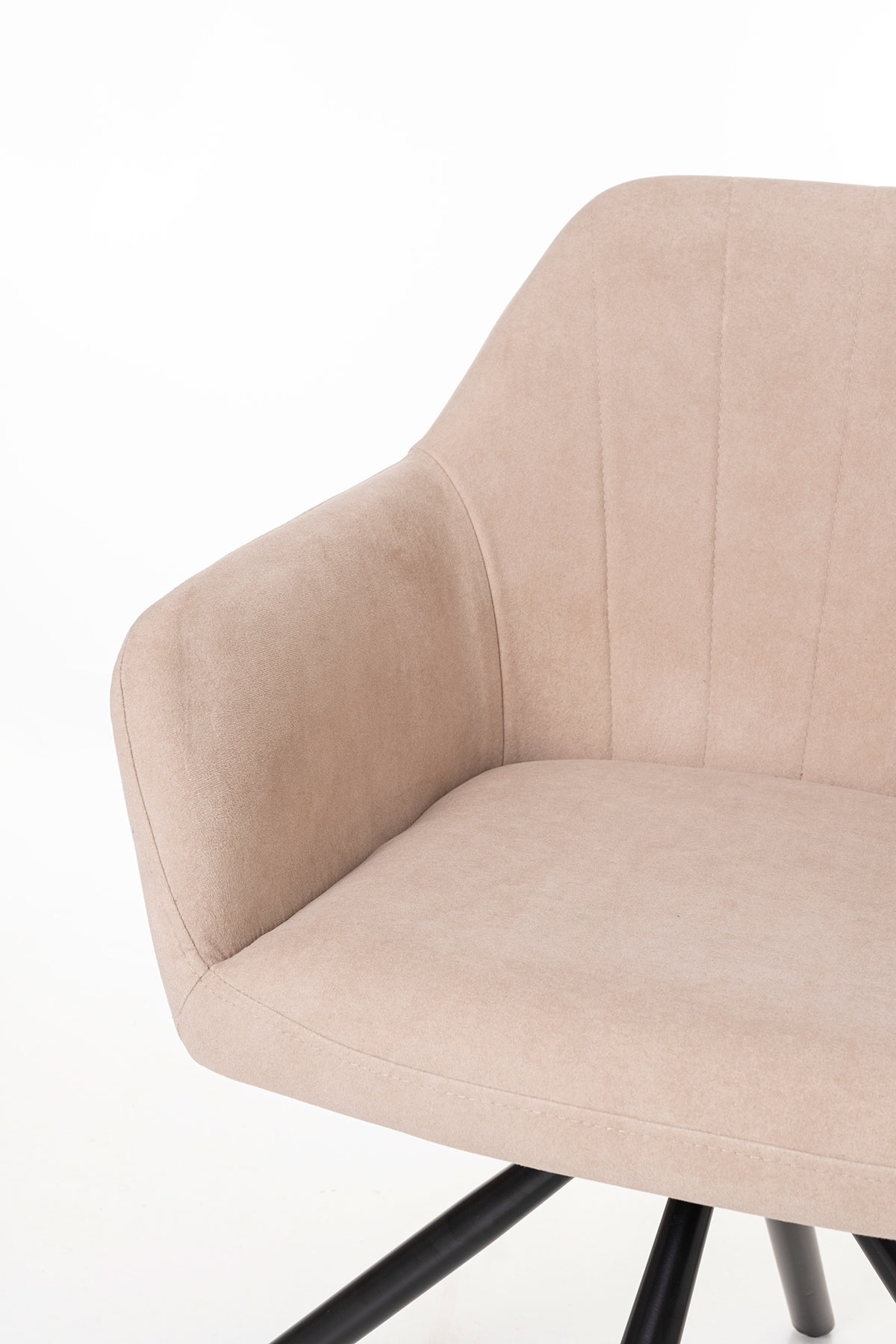 GDECO - SILLA CLAIRE GIRATORIA 360º. TAPIZADO BEIGE, PATAS METAL NEGRO