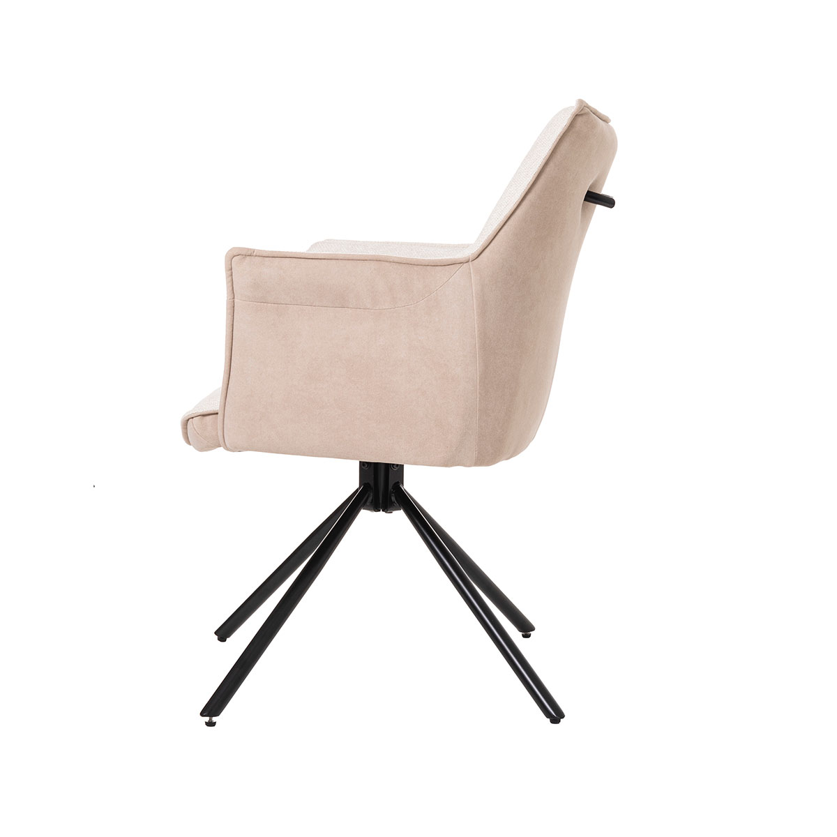 GDECO - SILLA ROSE GIRATORIA 360º. TAPIZADO TONOS BEIGE, PATAS METAL NEGRO - Imagen 4