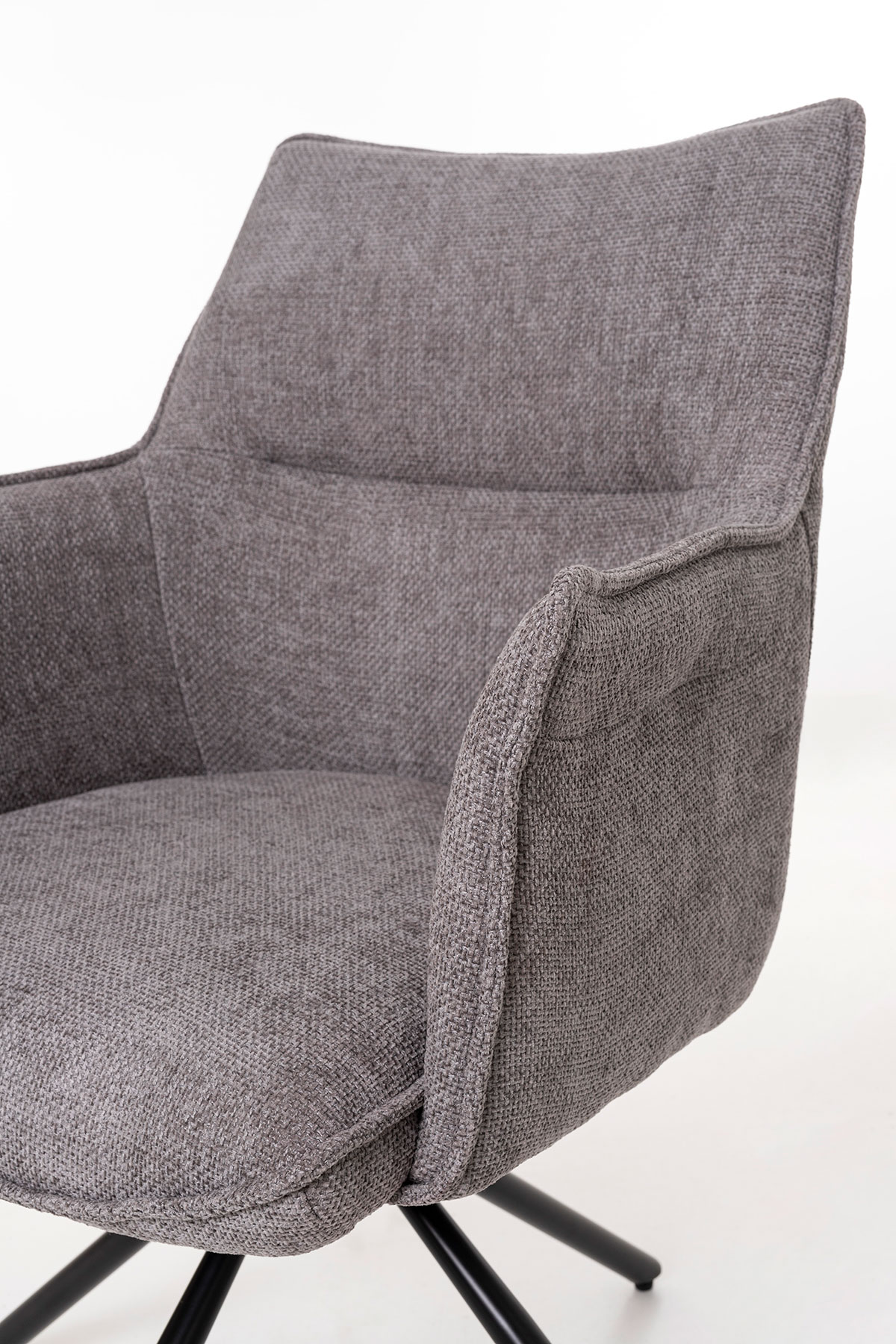 Alternative view of GDECO - SILLA ROSE GIRATORIA 360º. TAPIZADO GRIS, PATAS METAL NEGRO