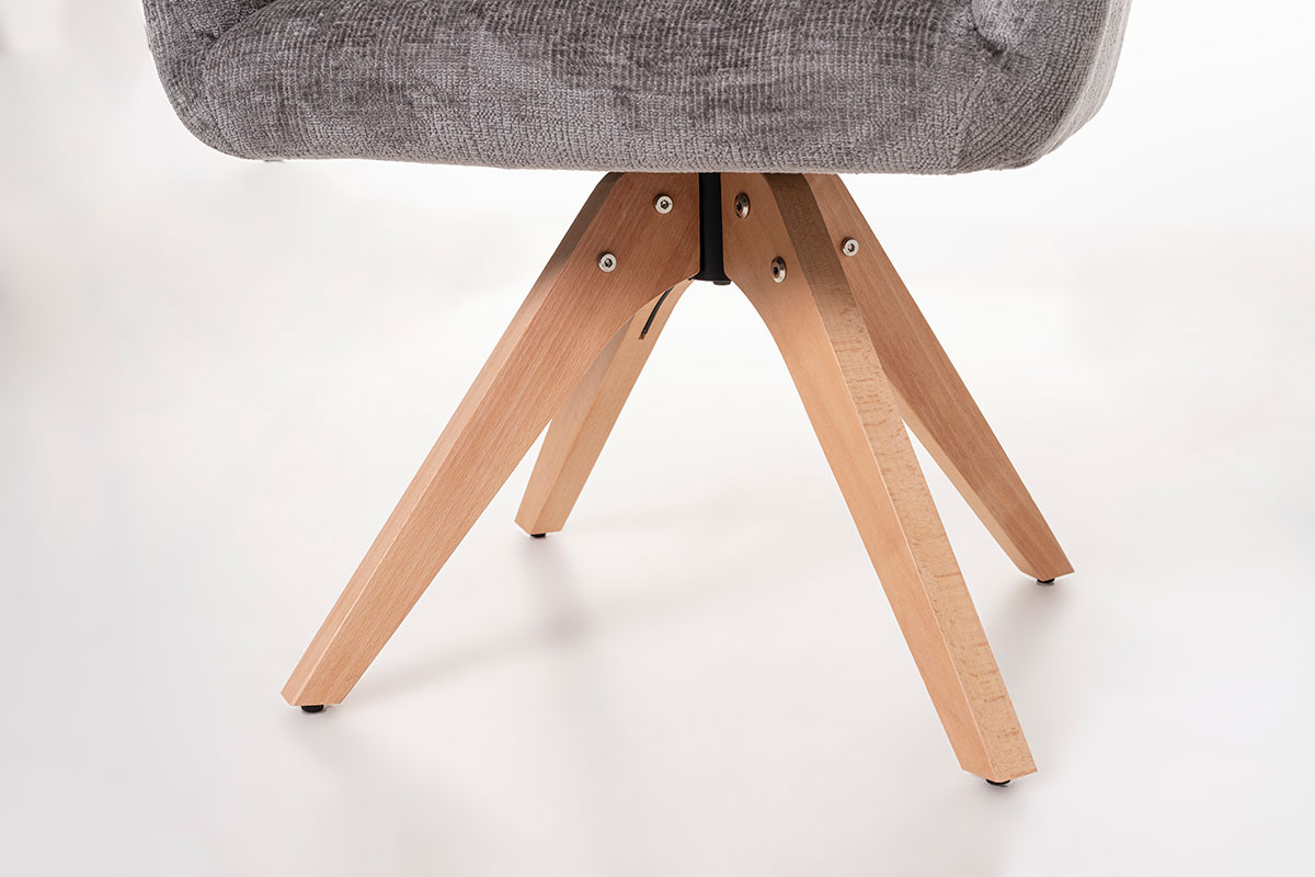 GDECO - SILLA NORD GIRATORIA 360º. TAPIZADO GRIS OSCURO, PATAS METAL NEGRO