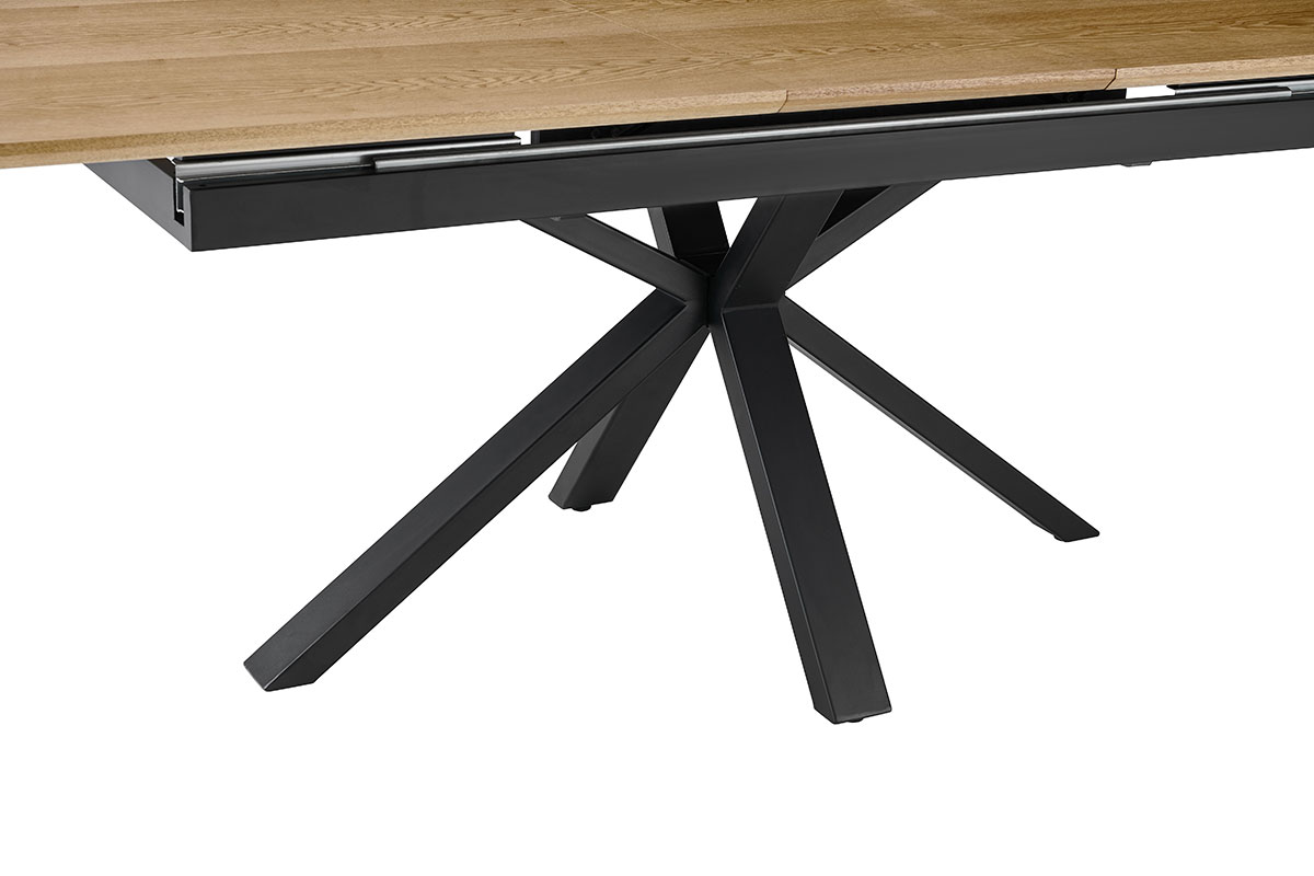 GDECO - MESA EXTENSIBLE 160-200*90*75CM, TAPA CHAPA ROBLE, PATA METALICA NEGRA - Imagen 4